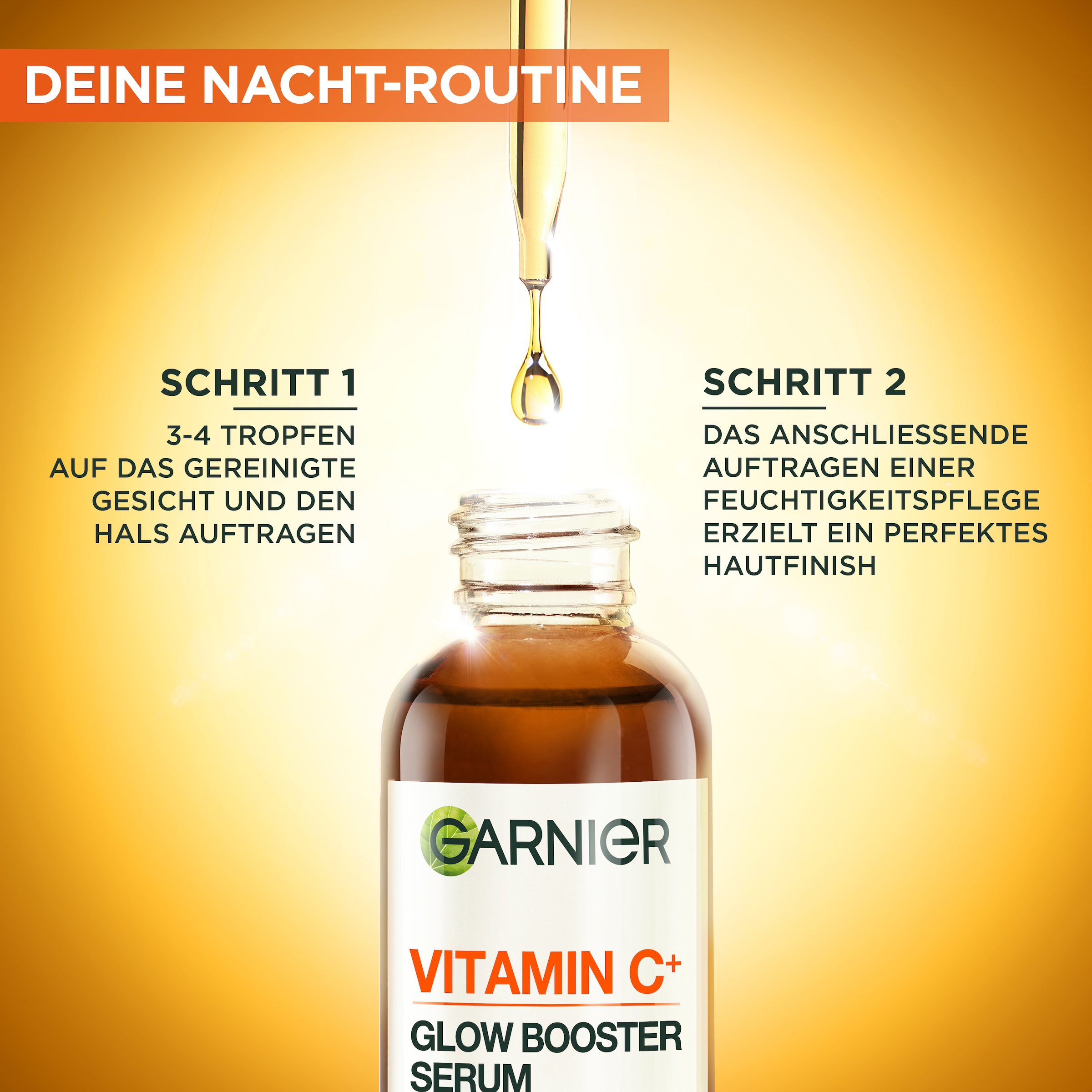 GARNIER Gesichtsserum »Vitamin C Glow Booster Serum Duo« Serum-Duo für Tag und Nacht, mit Vitamin C, Lotion-Textur
