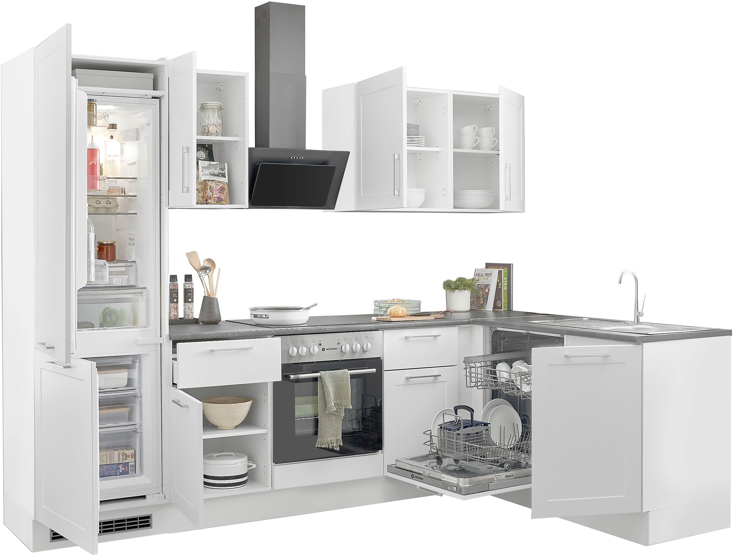 BASIC by Balculina Winkelküche »Marsi«, Stellmaße 280x175 cm, wahlweise mit E-Geräten, mit Soft-Close-Funktion