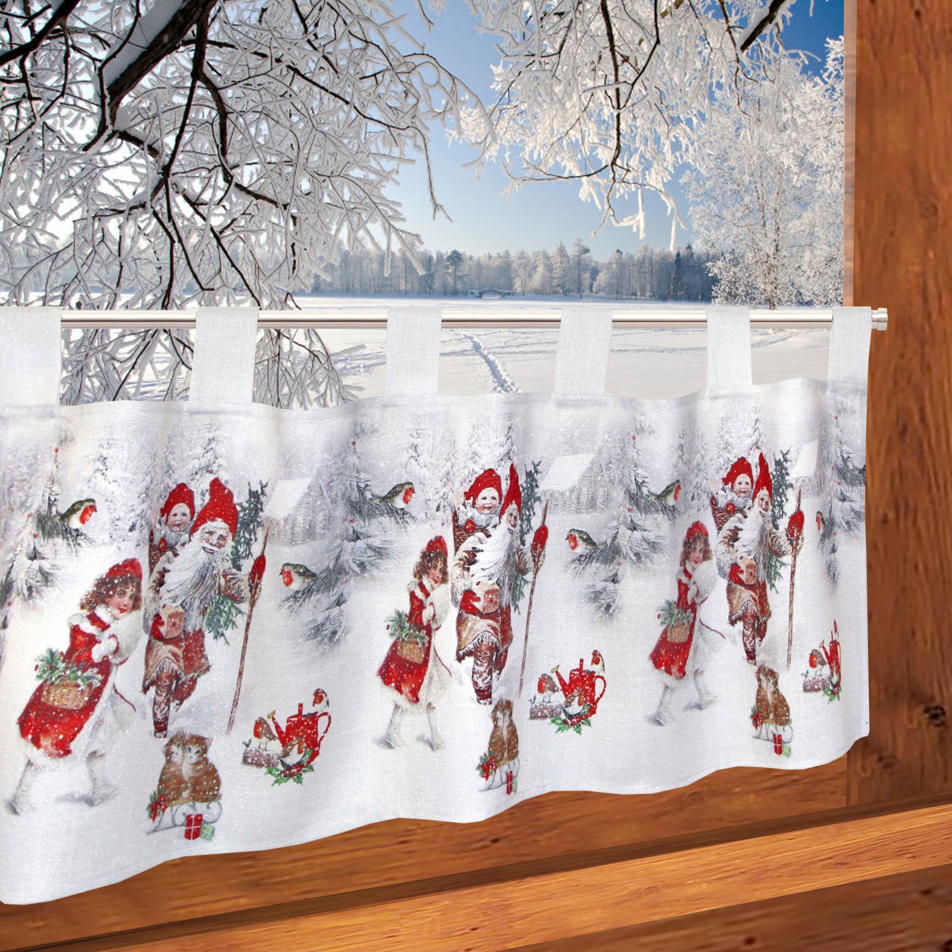 Delindo Lifestyle Scheibengardine »Weihnachtsengel«, (1 St.), mit  Schlaufenaufhängung, für die Küche auf Rechnung | BAUR | Scheibengardinen