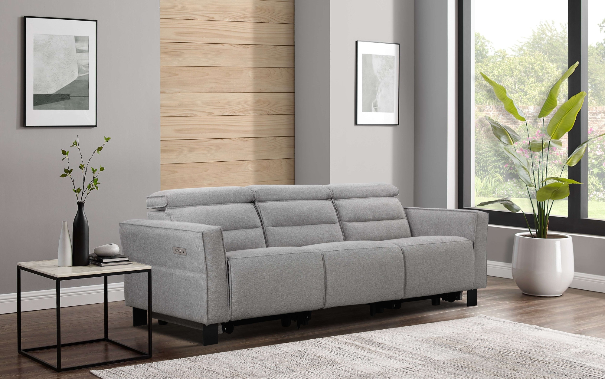 Places of Style 3-Sitzer »Carpari, 224cm, manuelle od. elektrische Relaxfunktion in 2 Sitzen«, mit USB-A/C, Kopfteilverstellung, Echtleder, Kunstleder, Webstoff