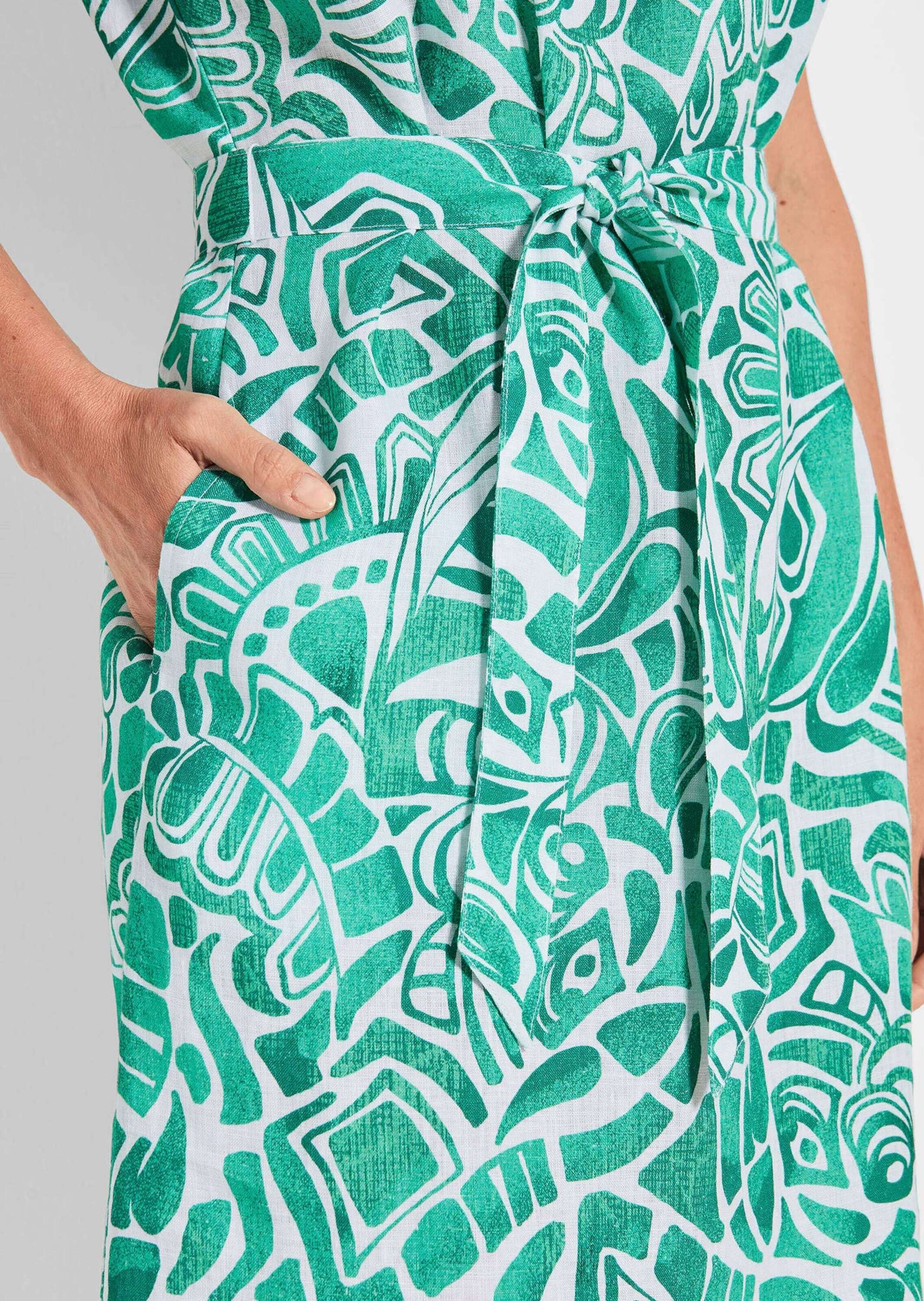 GOLDNER Sommerkleid »Leinenkleid Ethno, Halbarm«