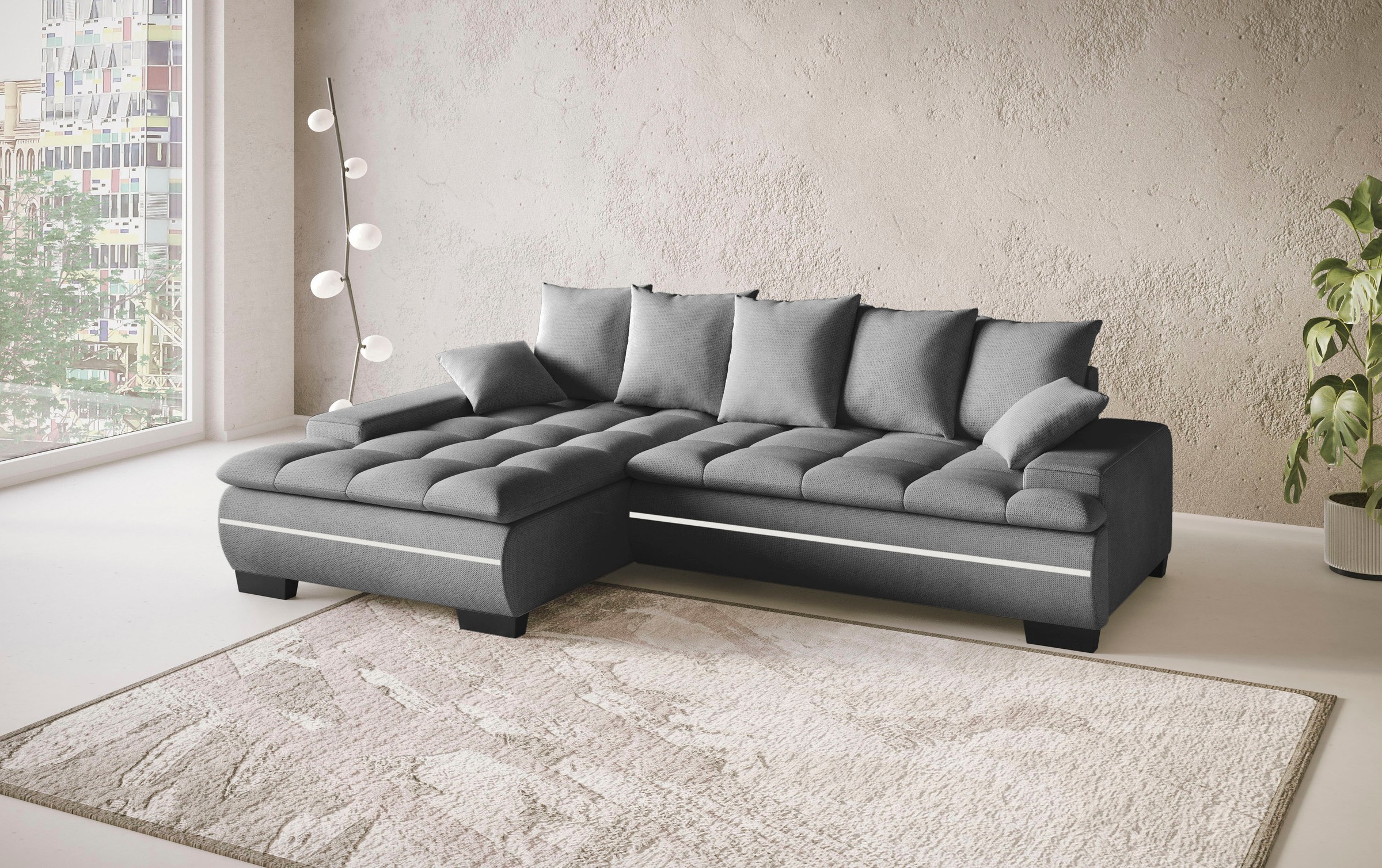 Mr. Couch Ecksofa »Haiti II, L-Form«, RGB-LED Beleuchtung, Kaltschaum, wahlweise mit Bett, Bettkasten