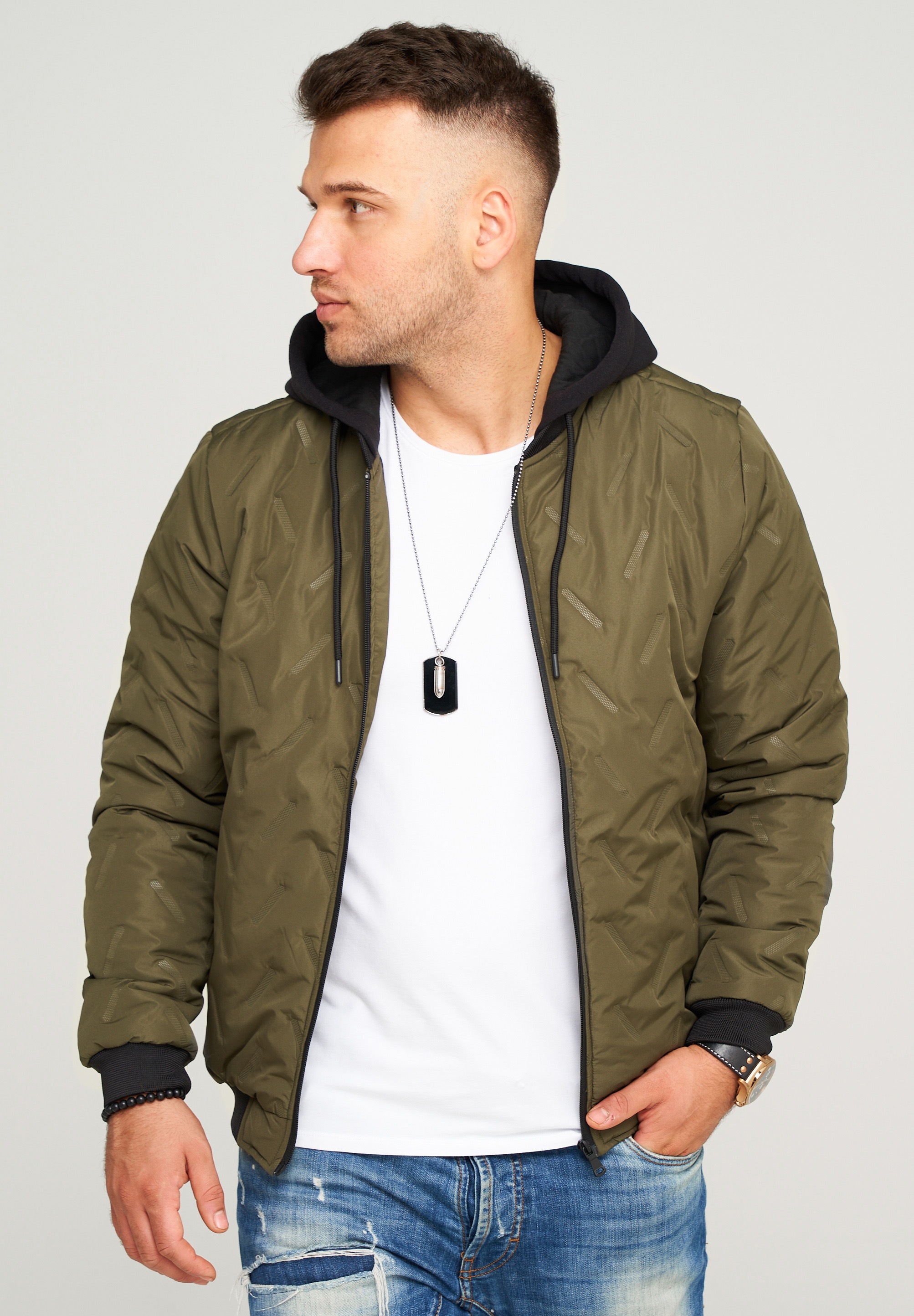 behype Steppjacke "BHMUS", mit Kapuze günstig online kaufen