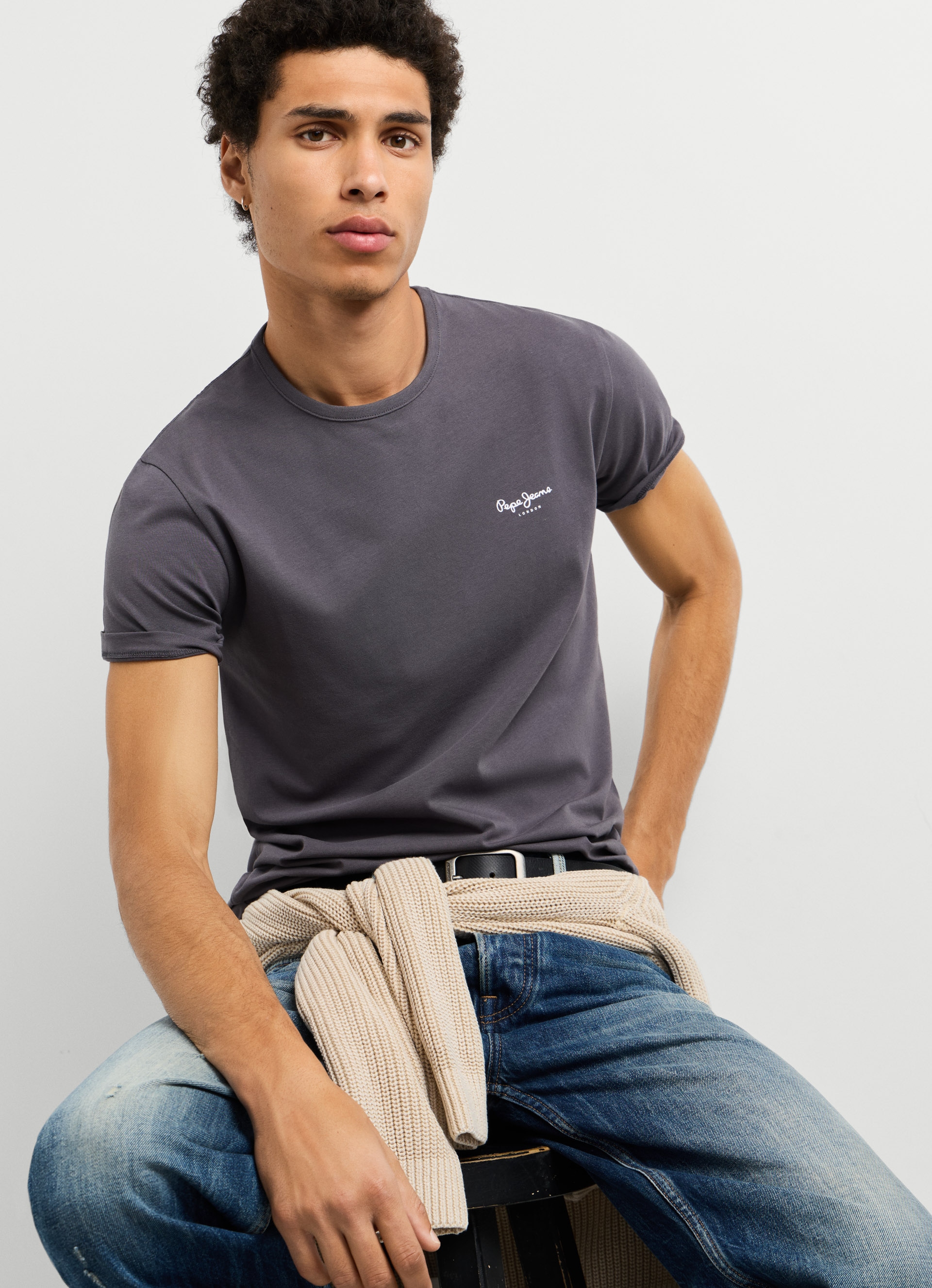 Pepe Jeans T-Shirt "ORIGINAL BASIC 3N" Rundhals mit kleinem Logodruck