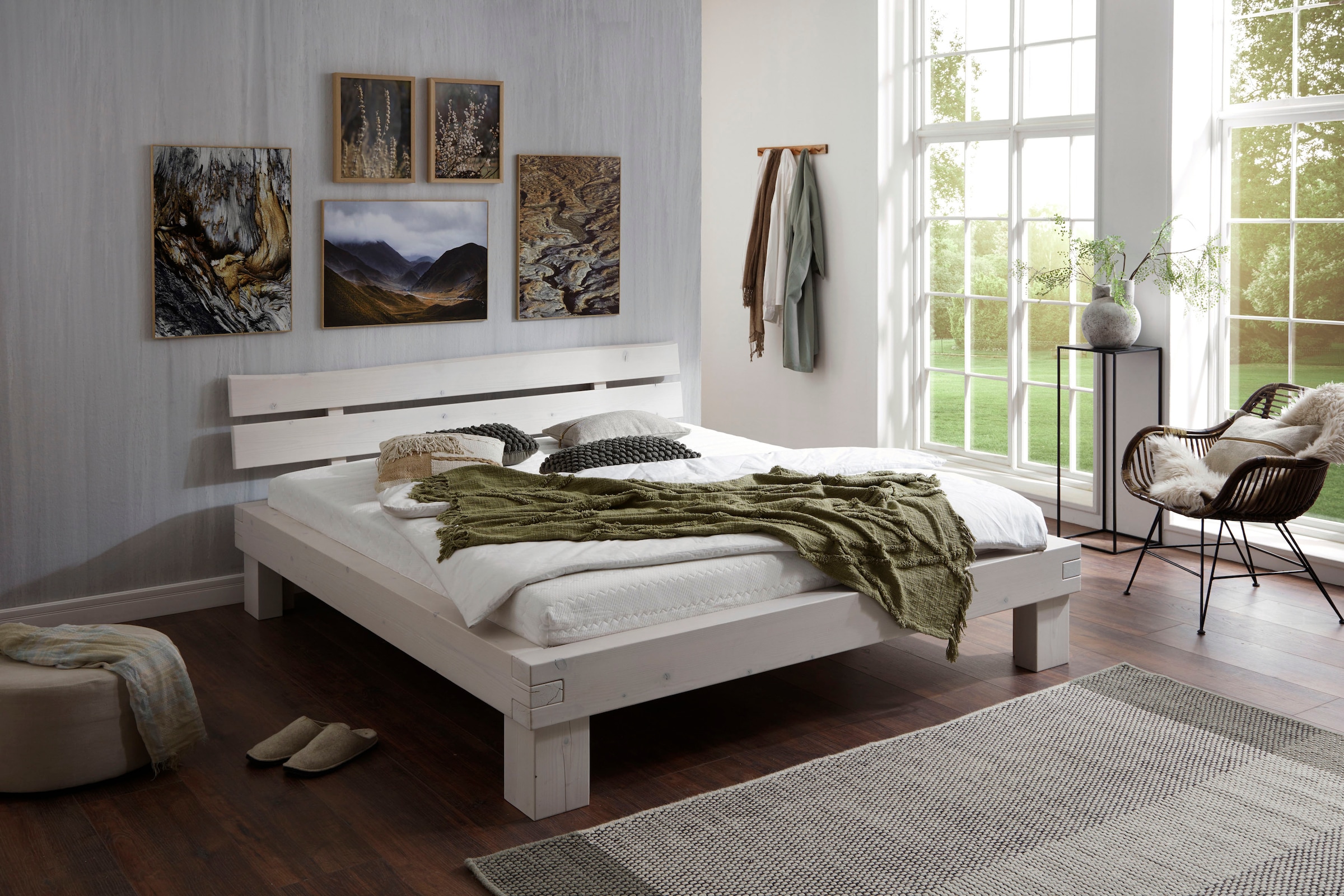 Relita Futonbett »Bellmund«, aus massiver Fichte white wash mit natürlicher Holzmaserung