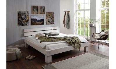 Futonbett »Bellmund«, aus massiver Fichte white wash mit natürlicher Holzmaserung