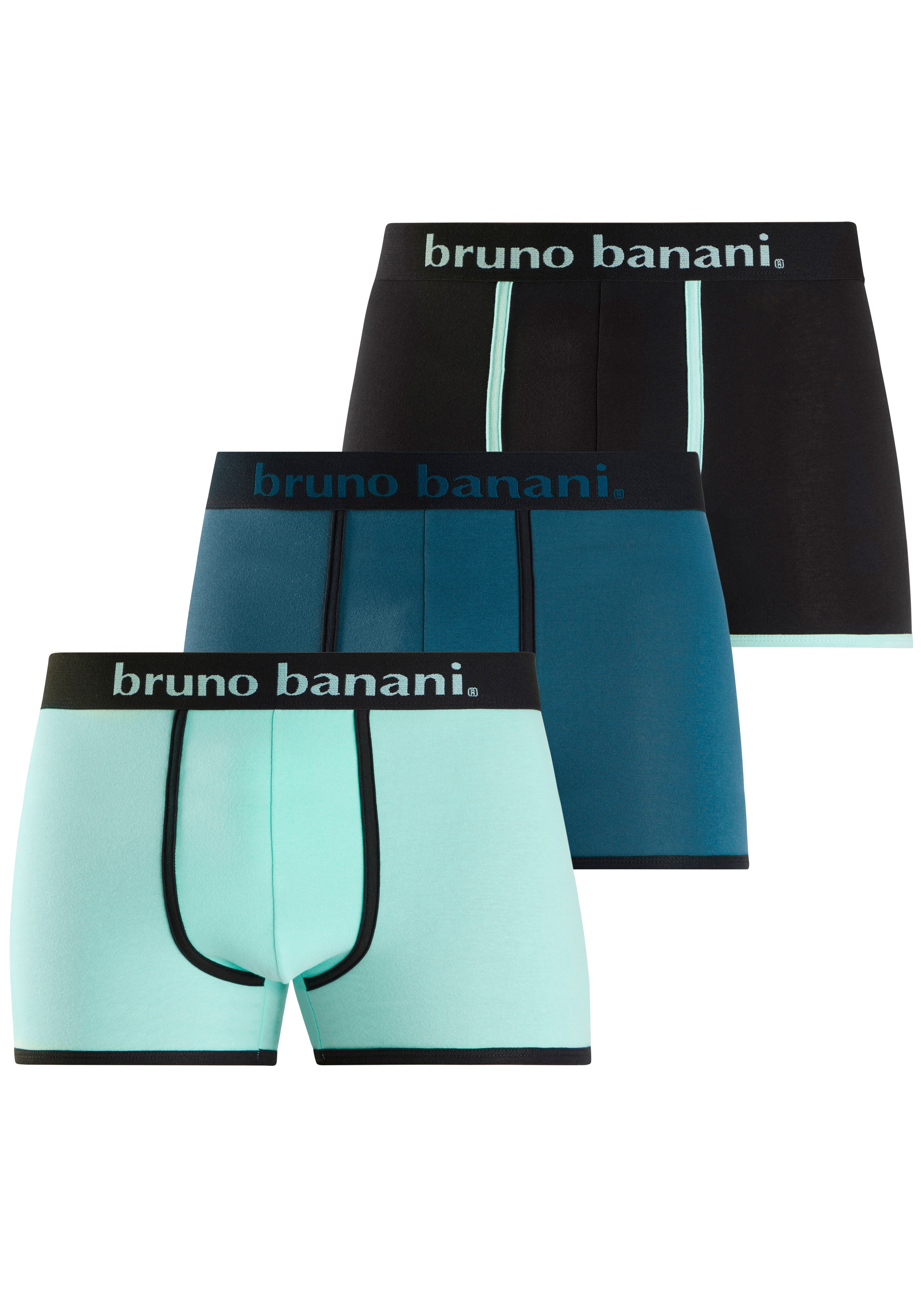Bruno Banani Boxer "Boxershorts für Herren" Packung, 3 Stk. mit modischen Einfassungen