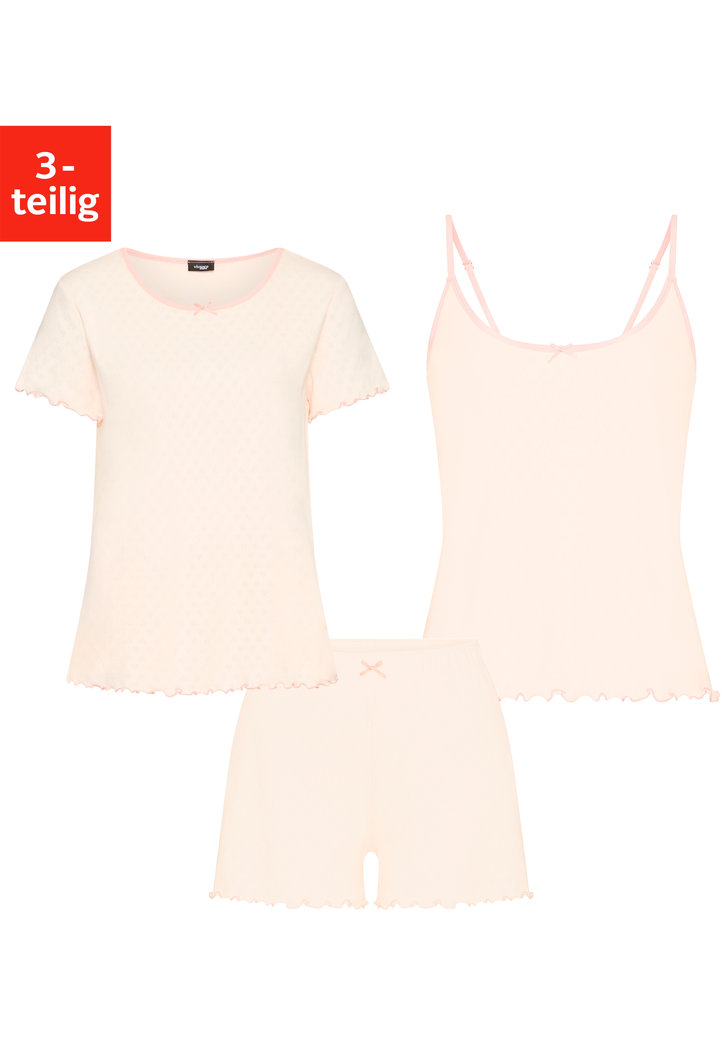 Vivance Dreams by Lascana Shorty Packung, 3 mit romantischem Ajourmuster