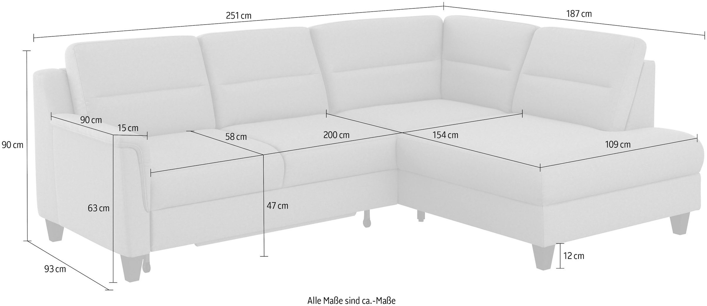 Sit&more Kampinė sofa »Farö L-Form« su spyruoklės patogi su miegojimo funkcija ir Dėžutė patalynei