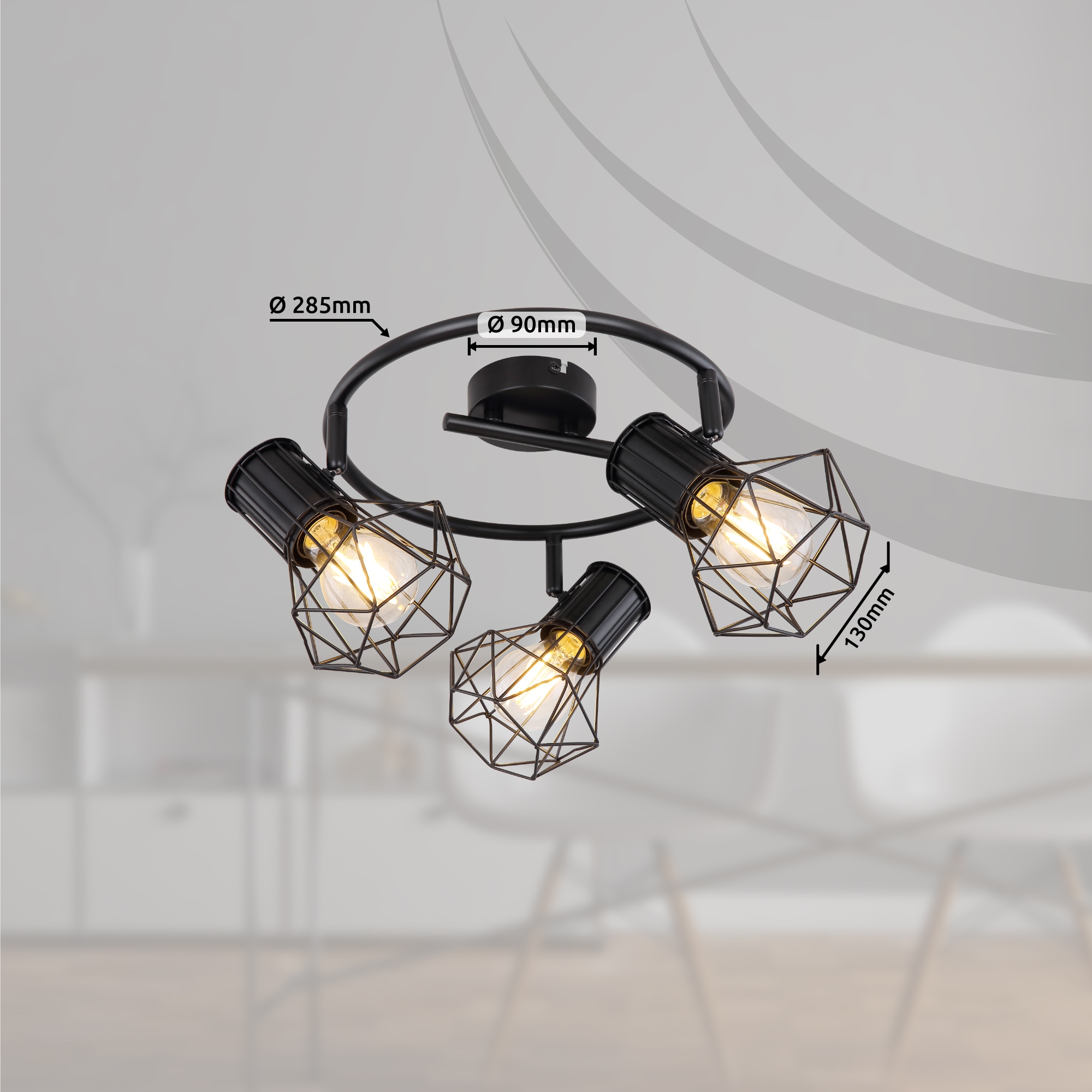 GLOBO LIGHTING Deckenstrahler »PRISKA«, Leuchtmittel E27 | ohne Leuchtmittel, Deckenstrahler/schwarz/Flur/Wohnzimmer