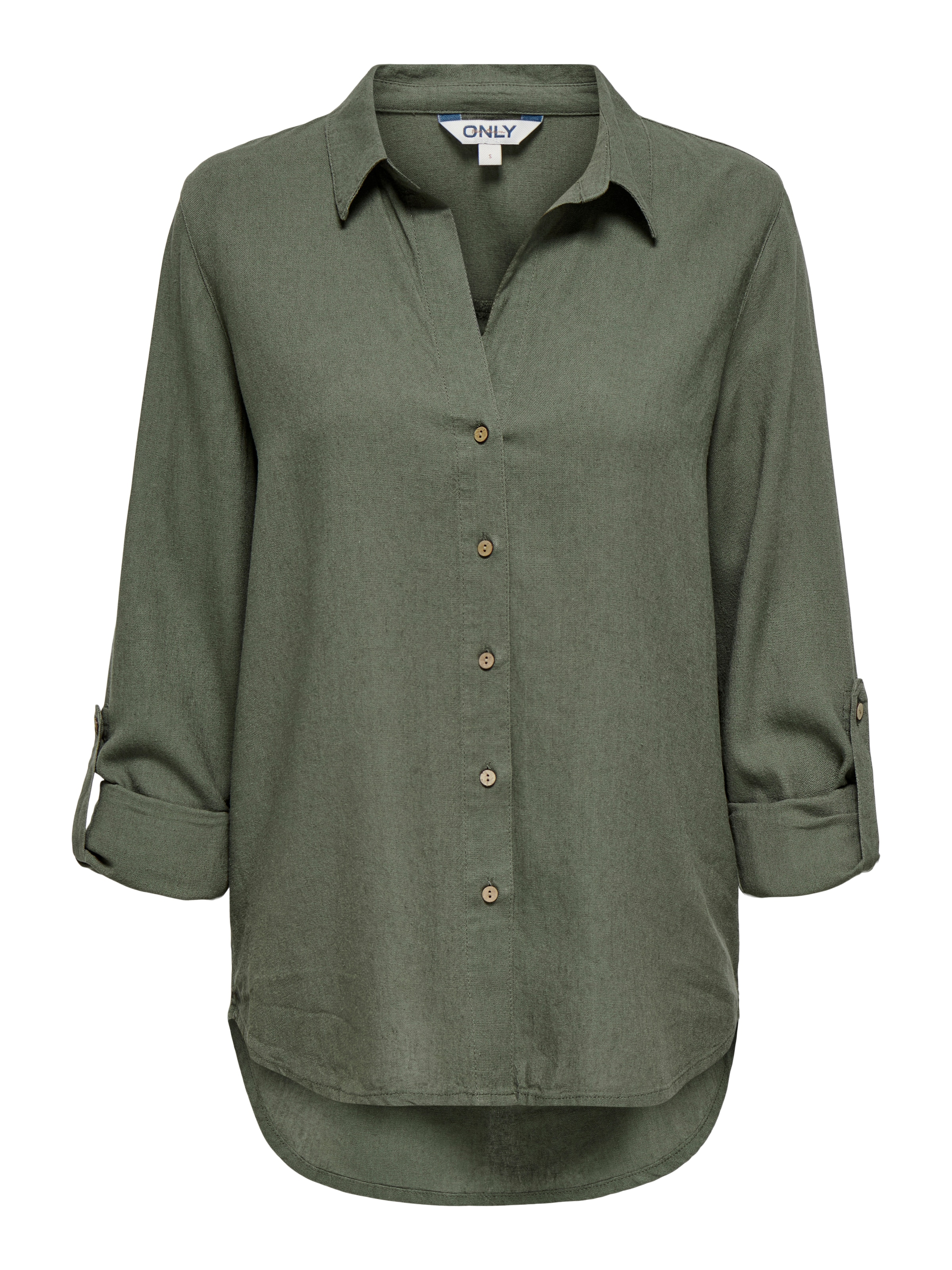 ONLY Hemdbluse "ONLGOA 3/4 STRAP LINEN BL SHIRT CC PNT" mit Leinen, umschla günstig online kaufen