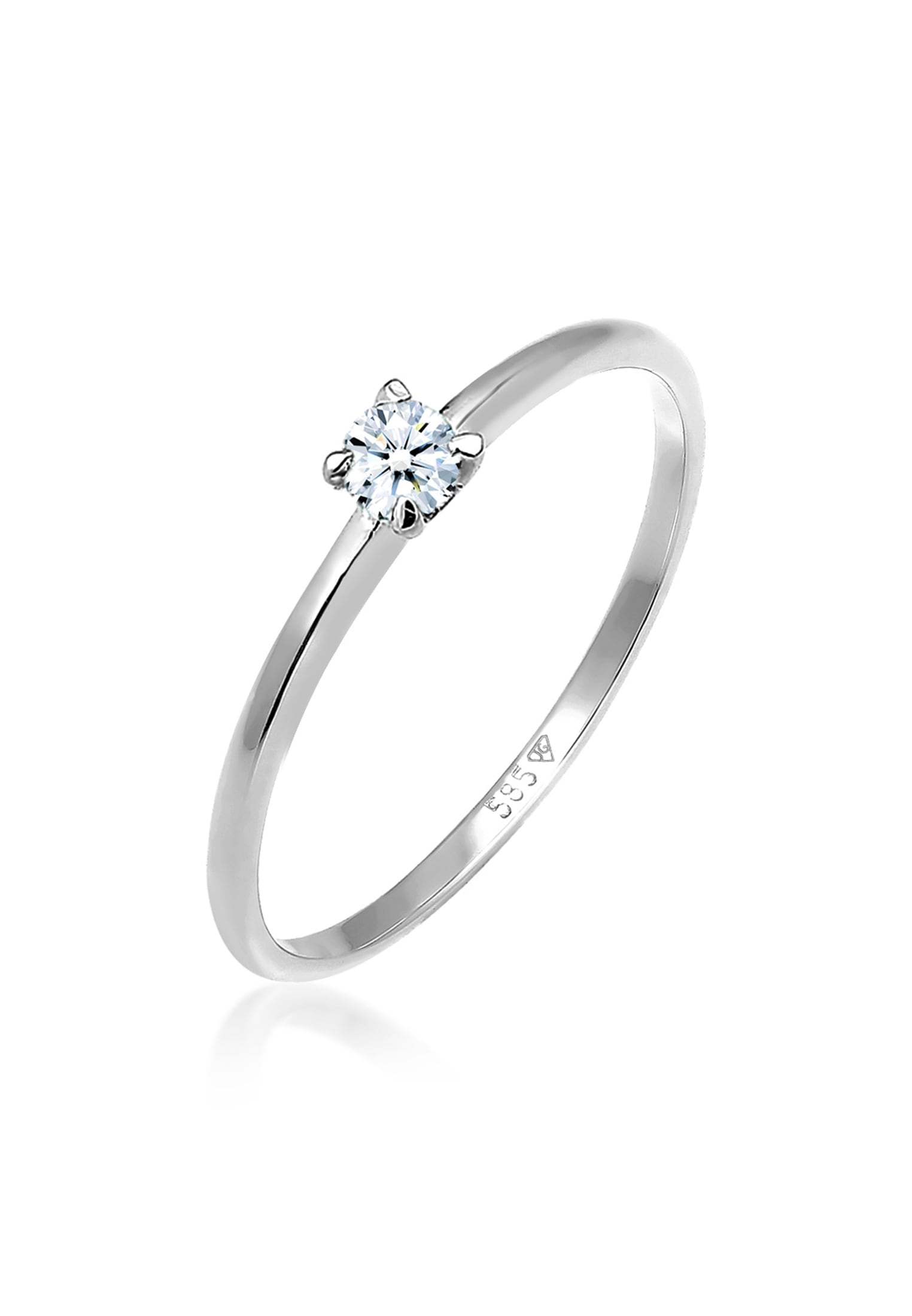 ELLI DIAMONDS Damen Verlobungsring "Ring Diamant Weiß Brillantschliff (0.06 ct) 585 Weißgold", 54, Weißgold 585, silber, Weißgold 585, Fingerringe