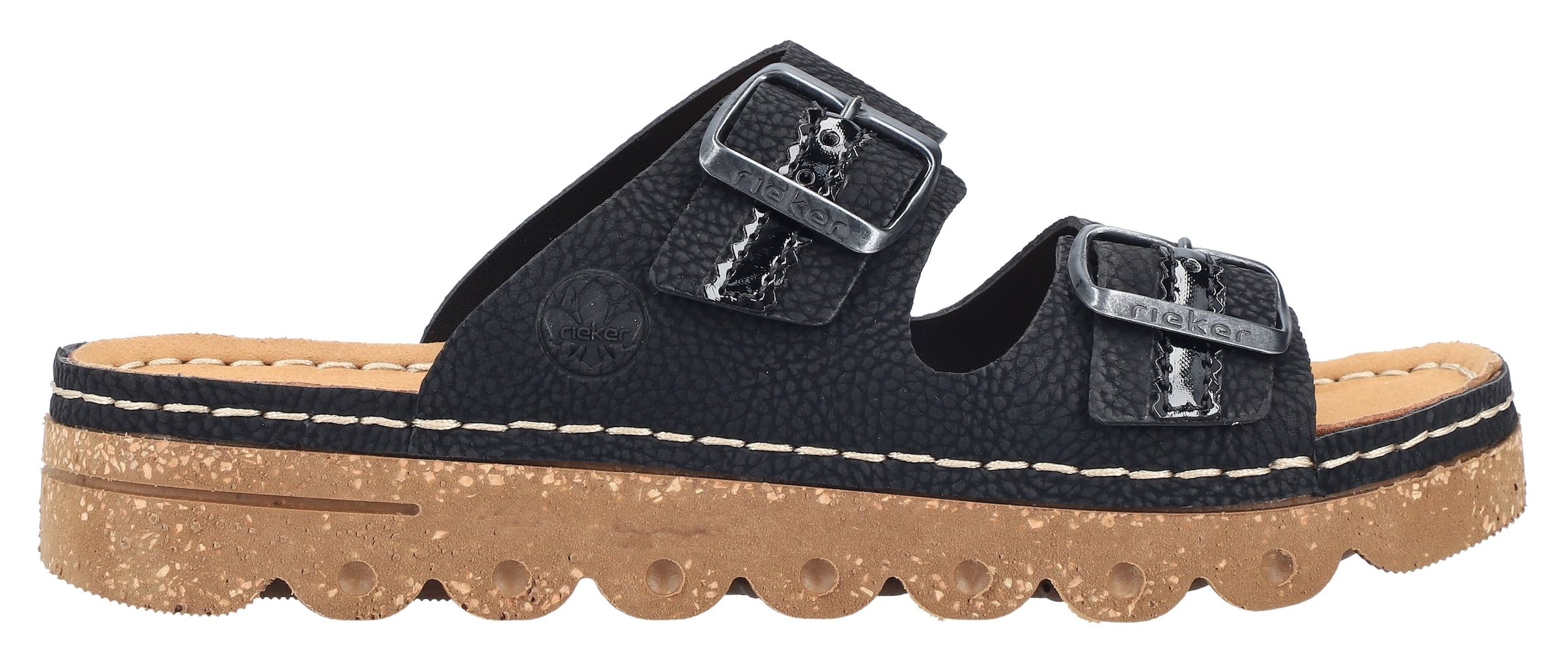Rieker Pantolette, Sommerschuh, Schlappen, Hausschuh mit verstellbaren Schnallen
