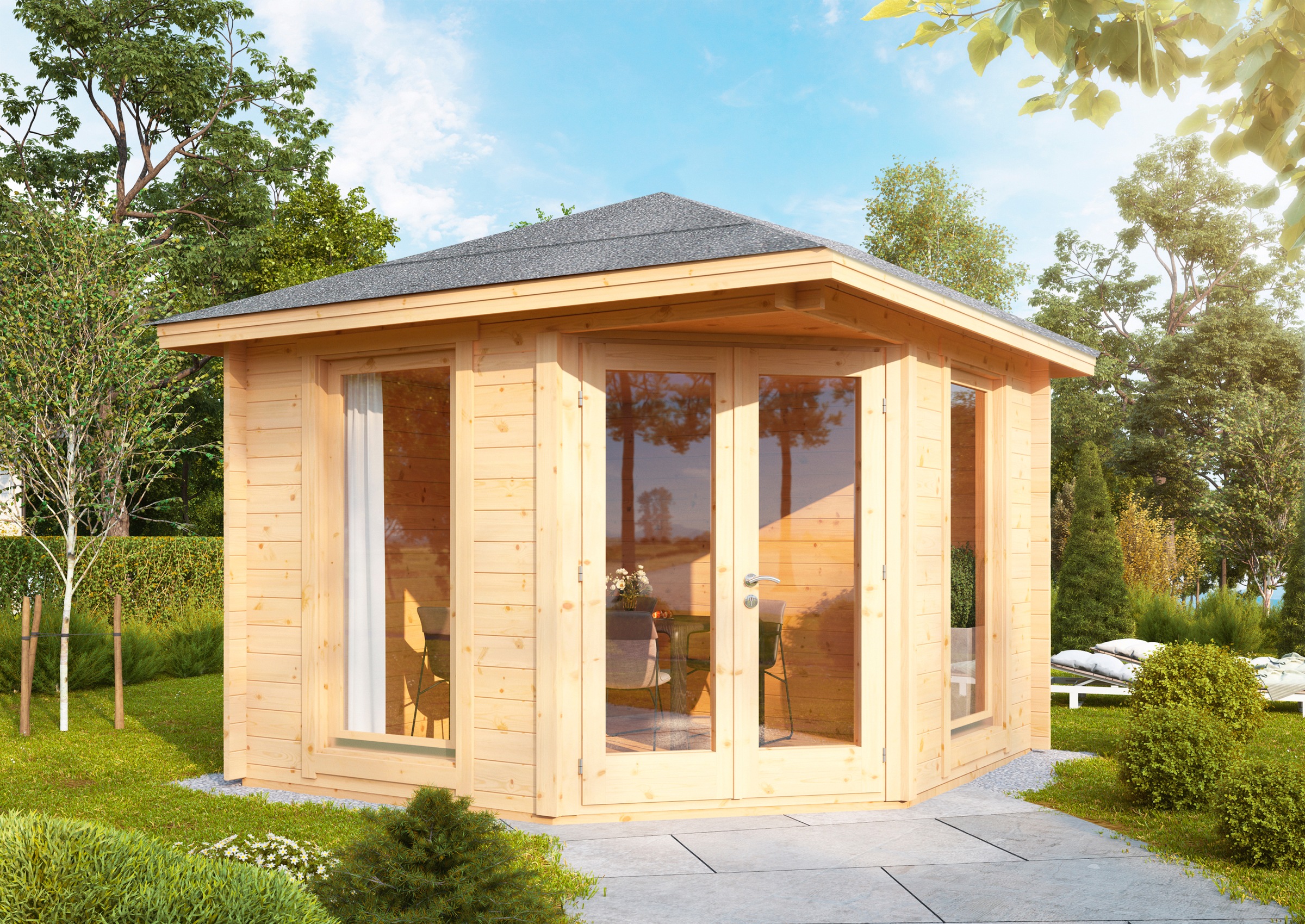 WOLFF FINNHAUS Gartenhaus »Katrin 44-A«, BxT: 352x352 cm ...