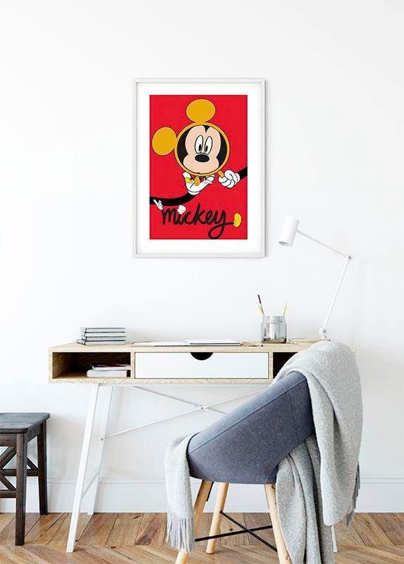 Komar Bild »Mickey Mouse Magnifying Glass«, Disney, (1 St.), Wandbild zur Dekoration im Kinderzimmer - ohne Rahmen