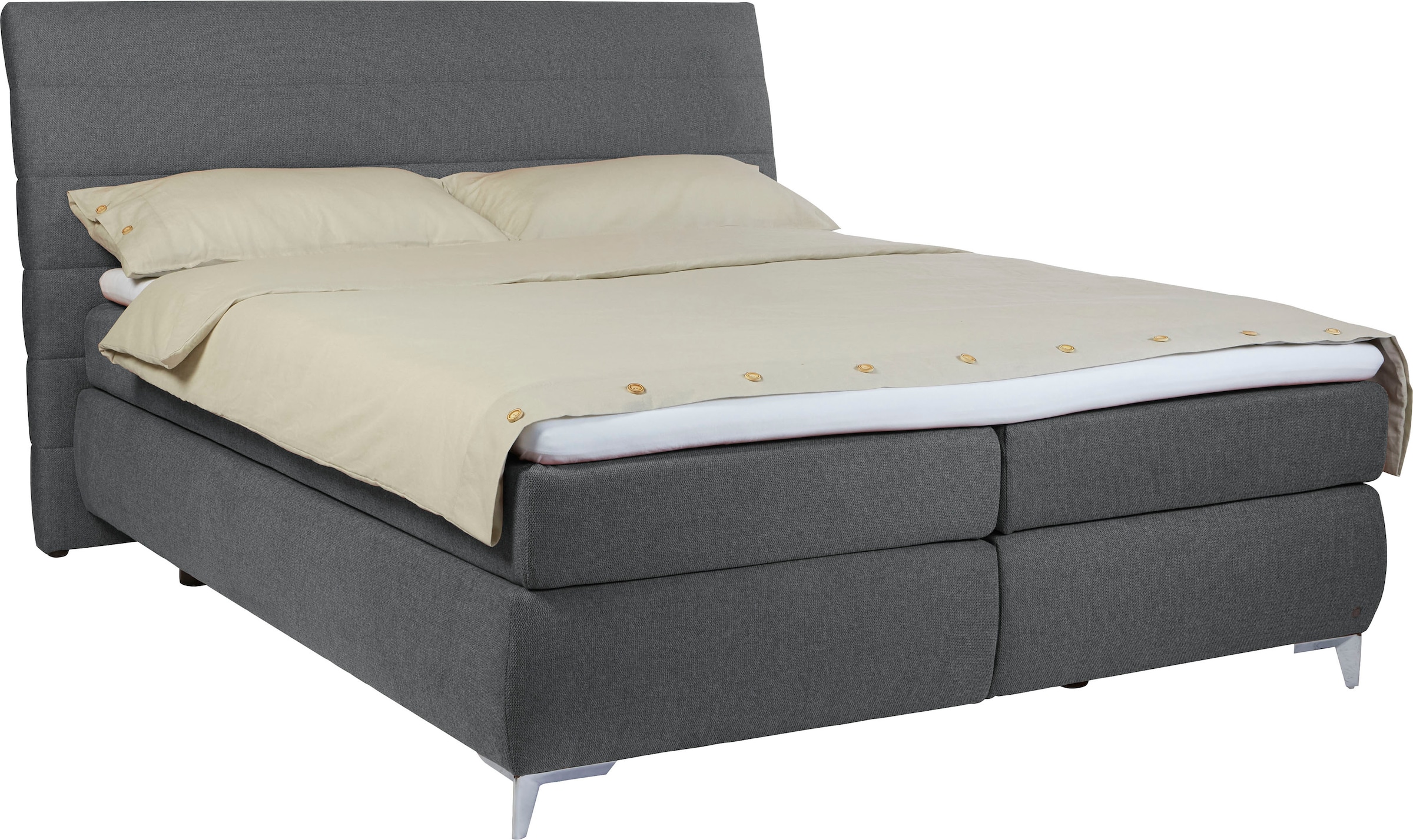 Boxspringbett »SOFT LINES BOX«, mit geschwungenem Kopfteil mit horizontaler Steppung,...