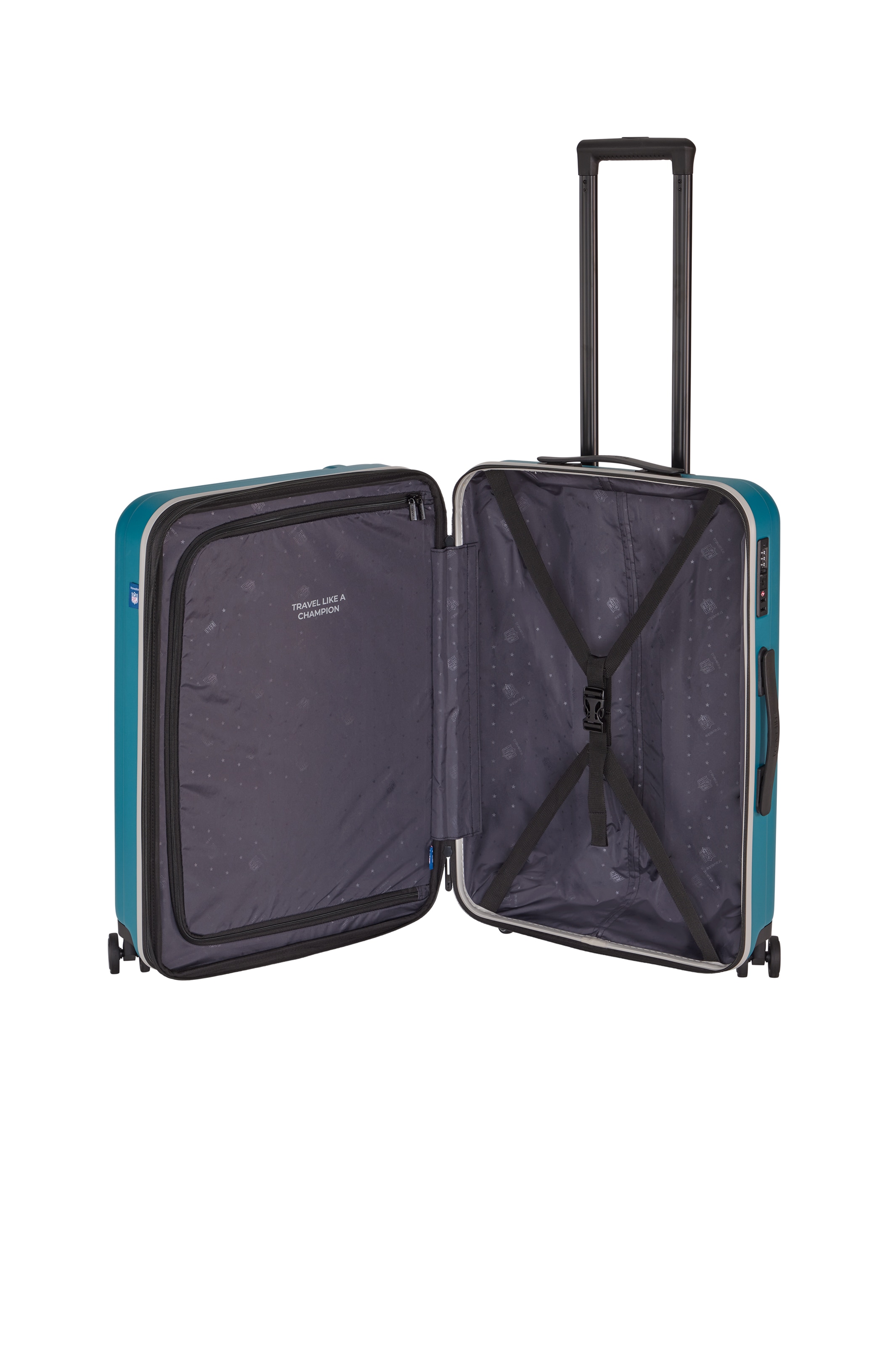 travelite »travelite x NFL Koffer Hartschale« 69 l 4 Rollen mit TSA-Schloss und 4 Doppelrollen – offizielles NFL-Teamdesign
