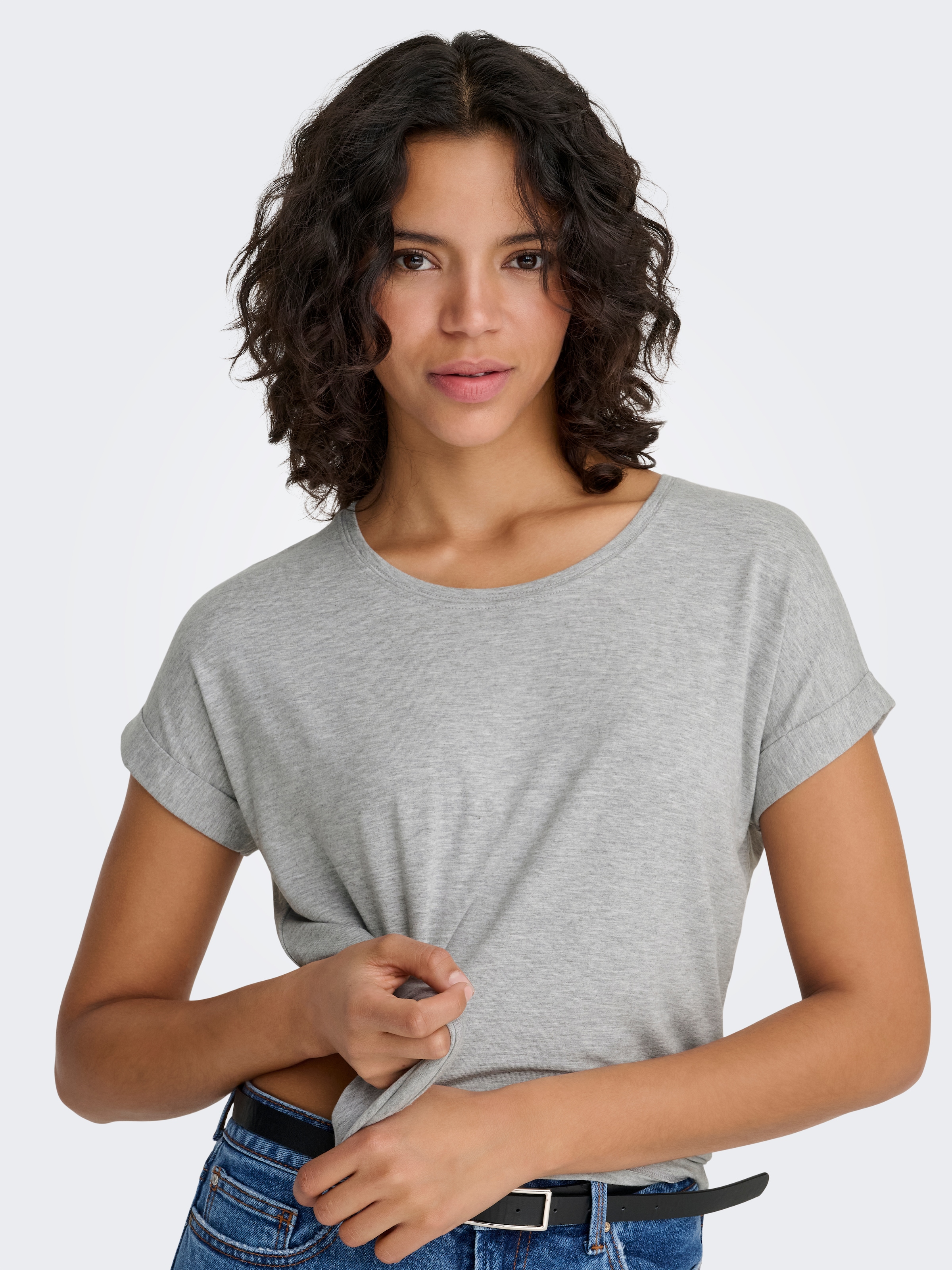 ONLY T-Shirt »ONLMOSTER – T-Shirt mit melierter Optik und elastischem Material« meliert, casual, lässig geschnitten, Viskosemischung, Rundhals