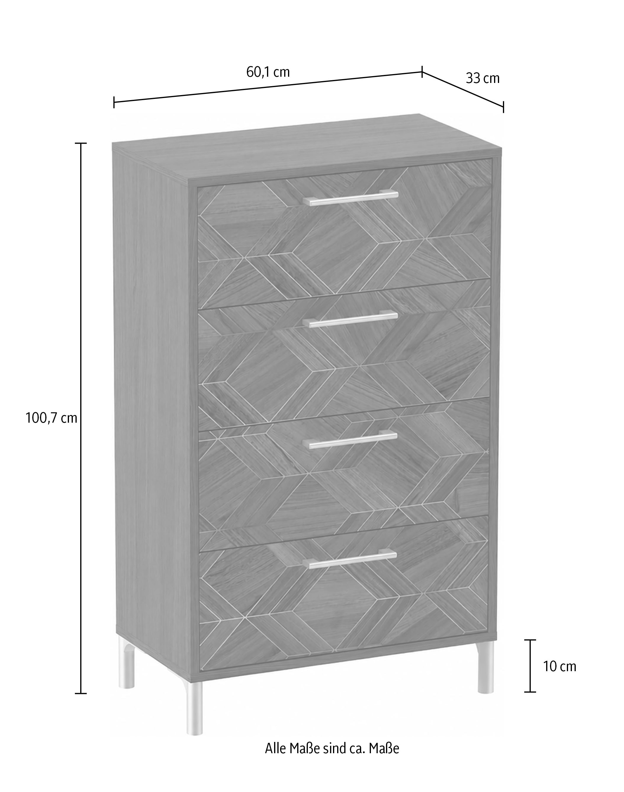 Schildmeyer Kommode »Glenn, Art-Déco Design mit eleganten Goldakzenten, Made in Germany« 1 Stk. tlg. Nussbaum Art-Déco Design mit eleganten Goldakzenten, Made in Germany