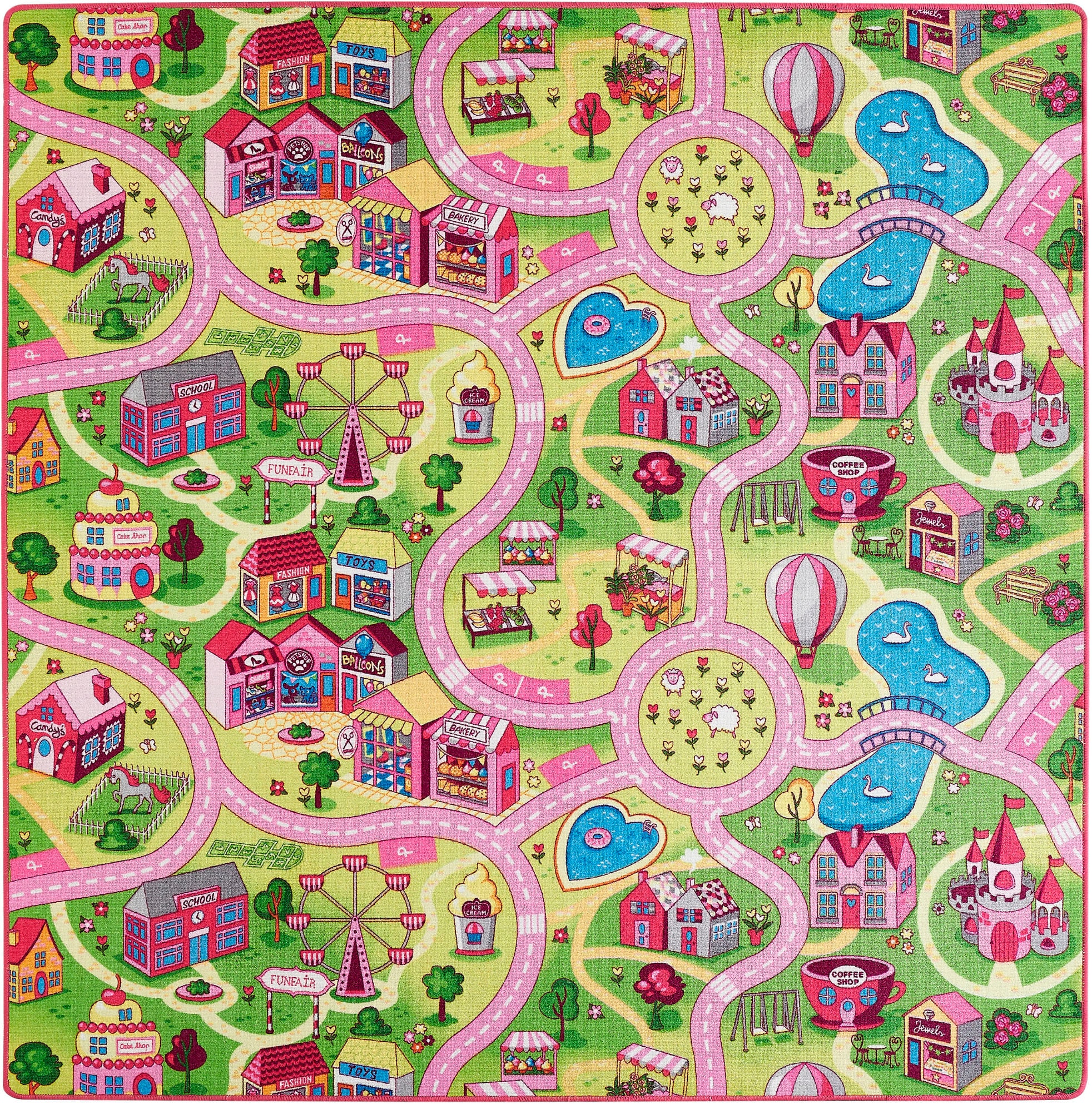 Andiamo Kinderteppich »Straße, LAGERRÄUMUNG!«, rechteckig, 5 mm Höhe, Straßen-Spiel-Teppich, Sonderposten, für Mädchen & Jungen