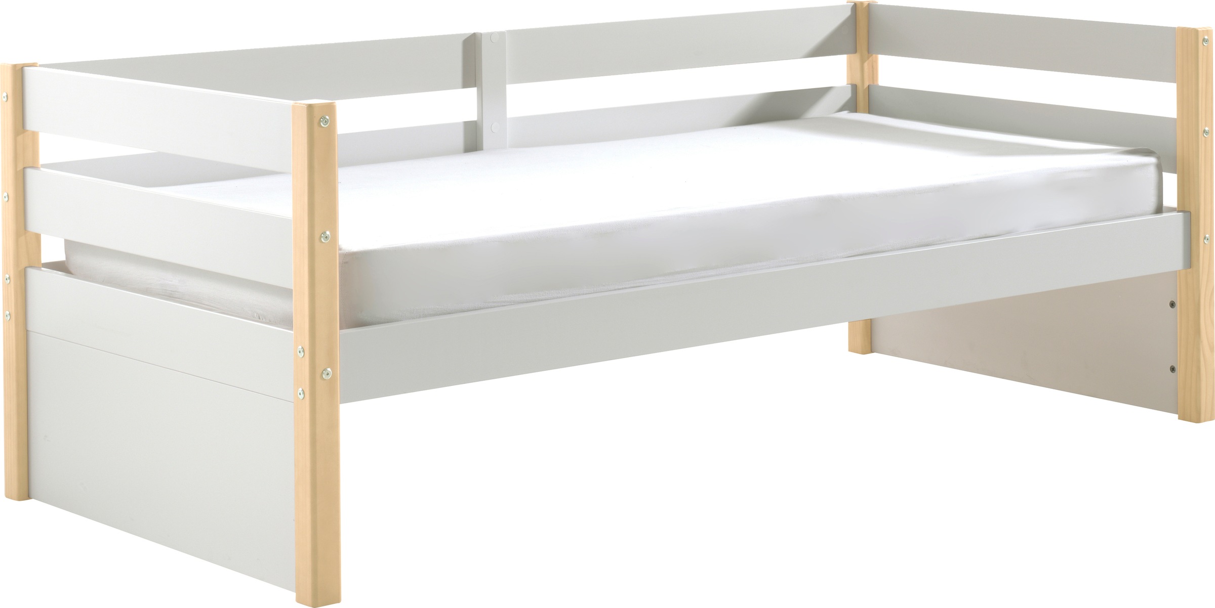 Vipack Einzelbett »Magrit, Kojenbett mit seitlichem Umbau, Liegefläche 90 x 200cm« B/H/T ca. 211,2x76,6x97,8cm, Pfosten massiv, Umbau MDF weiß lackiert,  universell einsetzbar, wahlweise mit und ohne Bettschublade