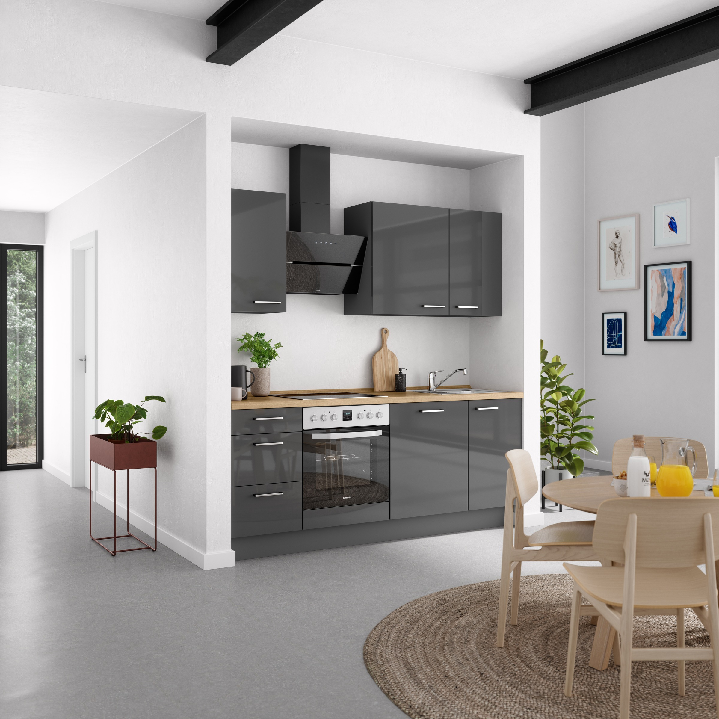 nobilia® Küchenzeile »"Flash II"«, vormontiert, Ausrichtung wählbar, Breite 210 cm, wahlw. mit E-Geräten