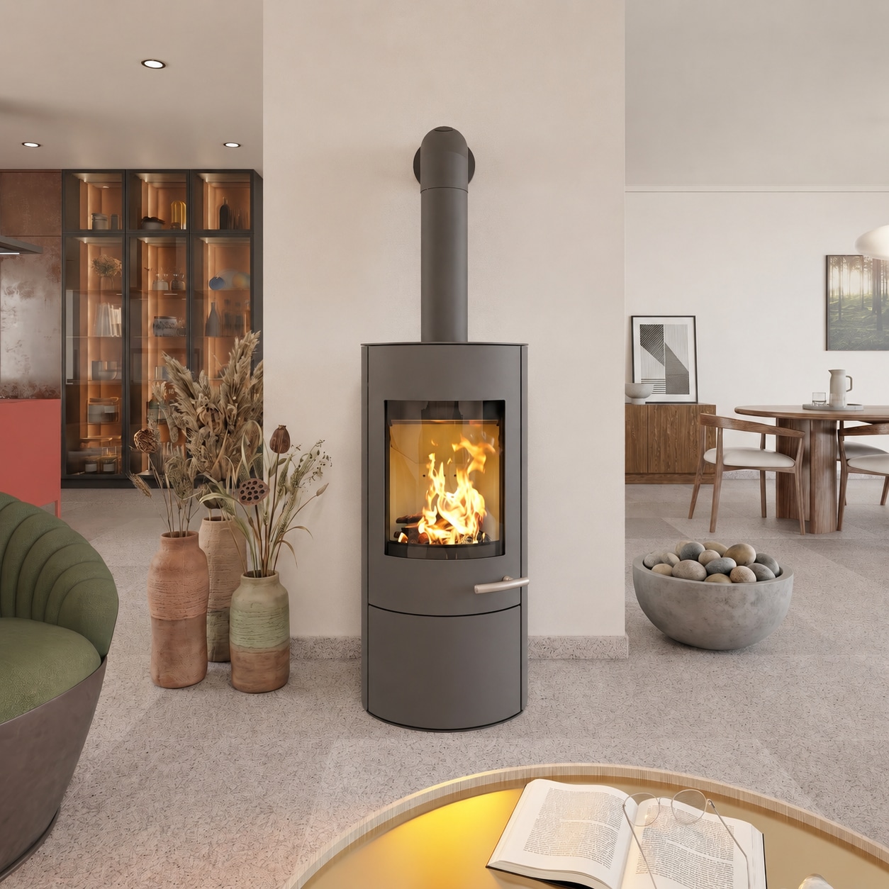 Haas + Sohn Kaminofen »SOLIDO MOONLIGHT, Exklusiv, Lieferung bis ins Wohnzimmer« NEU in der Farbe Moonlight grau