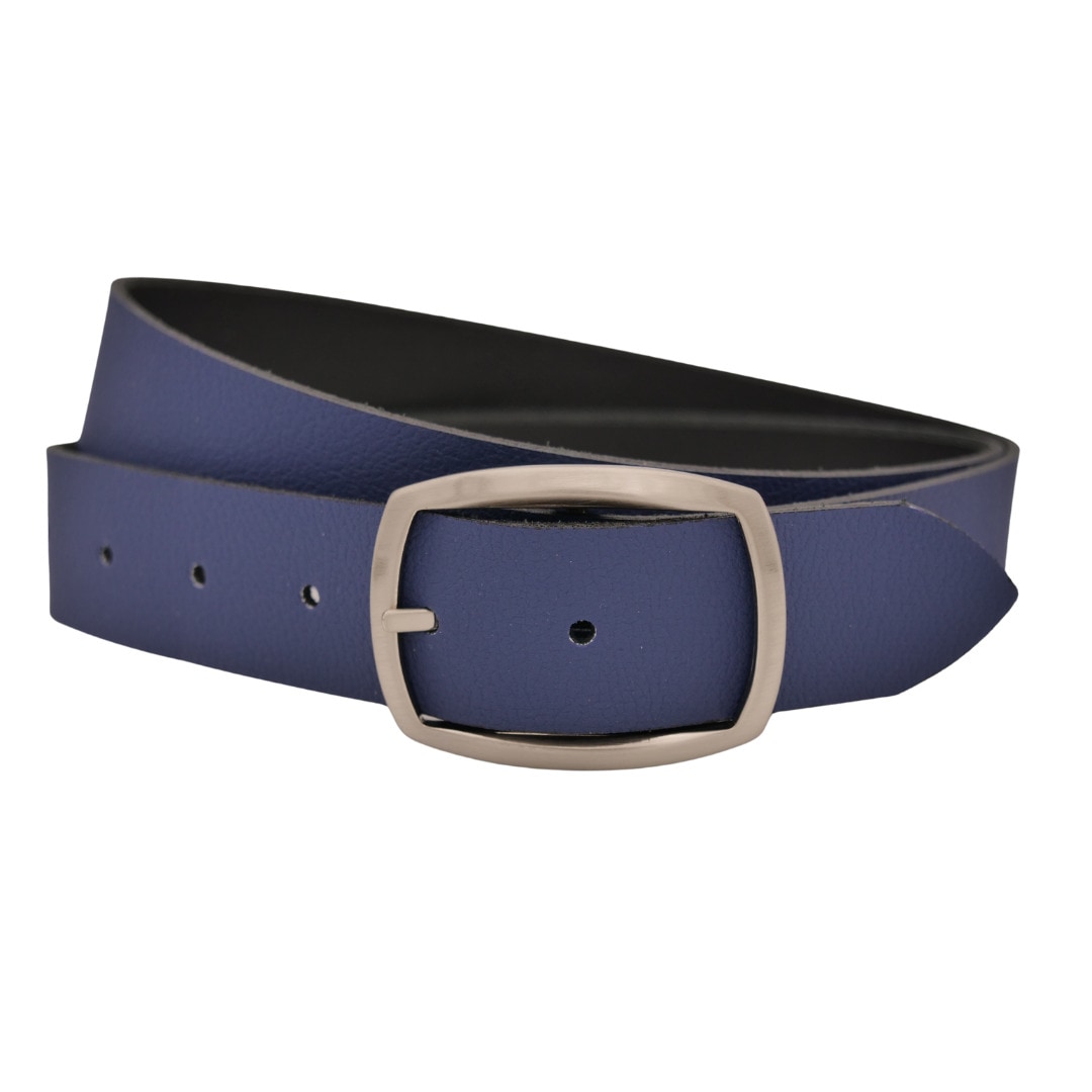 Ledergürtel ANNAMATONI "AnnaMatoni Ledergürtel Lui Ledergürtel Lui", Damen, Gr. TW115 - 130cm Gesamtlänge, blau (marine 490), 100% Leder, Gürtel Ledergürtel