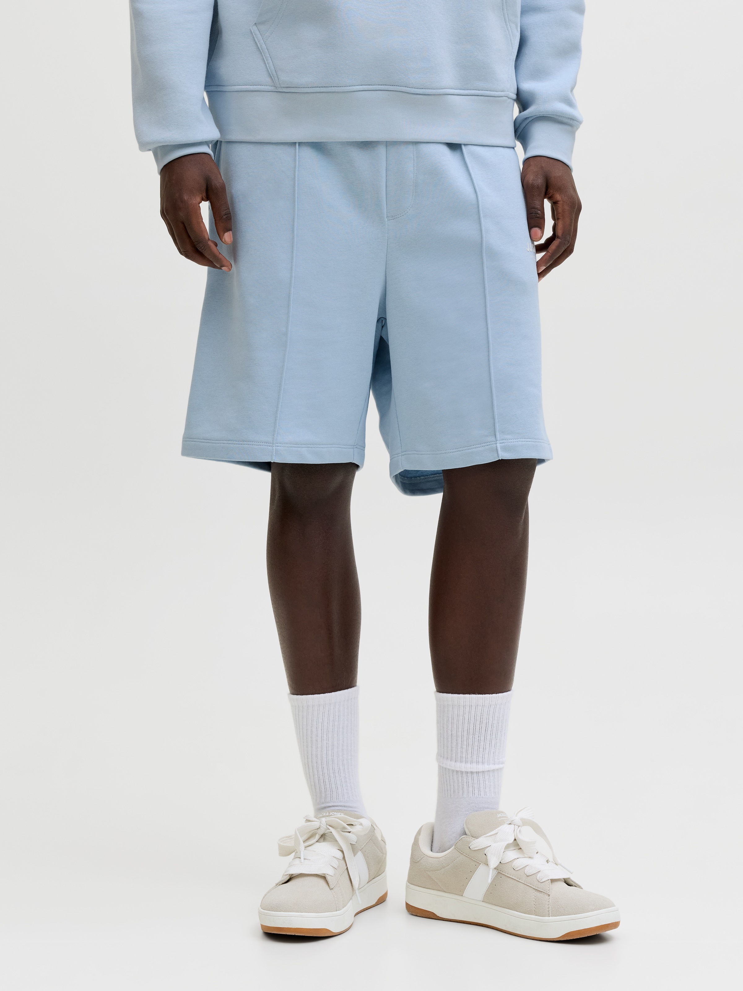 Sweatshorts JACK & JONES "JPSTKANE SOHO SWEAT SHORTS MID SN", Herren, Gr. M, N-Gr, celestial blau, Sweatware, Obermaterial: 80% Baumwolle, 20% Polyester, unifarben, kniefrei, Hosen Sweatshorts, Baumwollmischung, loose fit