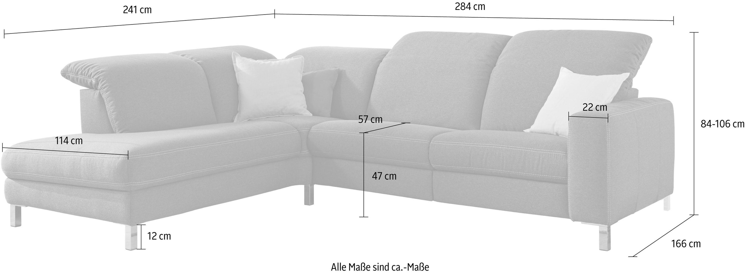3C Candy Ecksofa »Homely bequem und komfortabel, mit verstellbaren Kopfteilen, L-Form«, modern und zeitlose Polsterecke, wahlweise mit Relaxfunktion