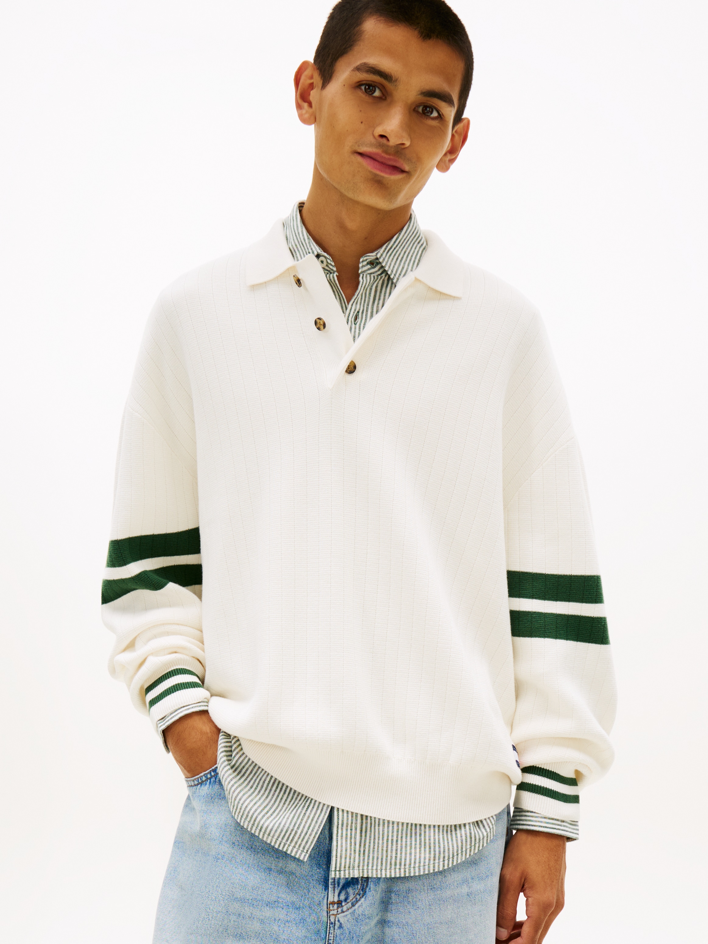 Tommy Jeans Polokragenpullover "TJM 90S BLOCK KNITTED" Relaxed fit mit Stre günstig online kaufen