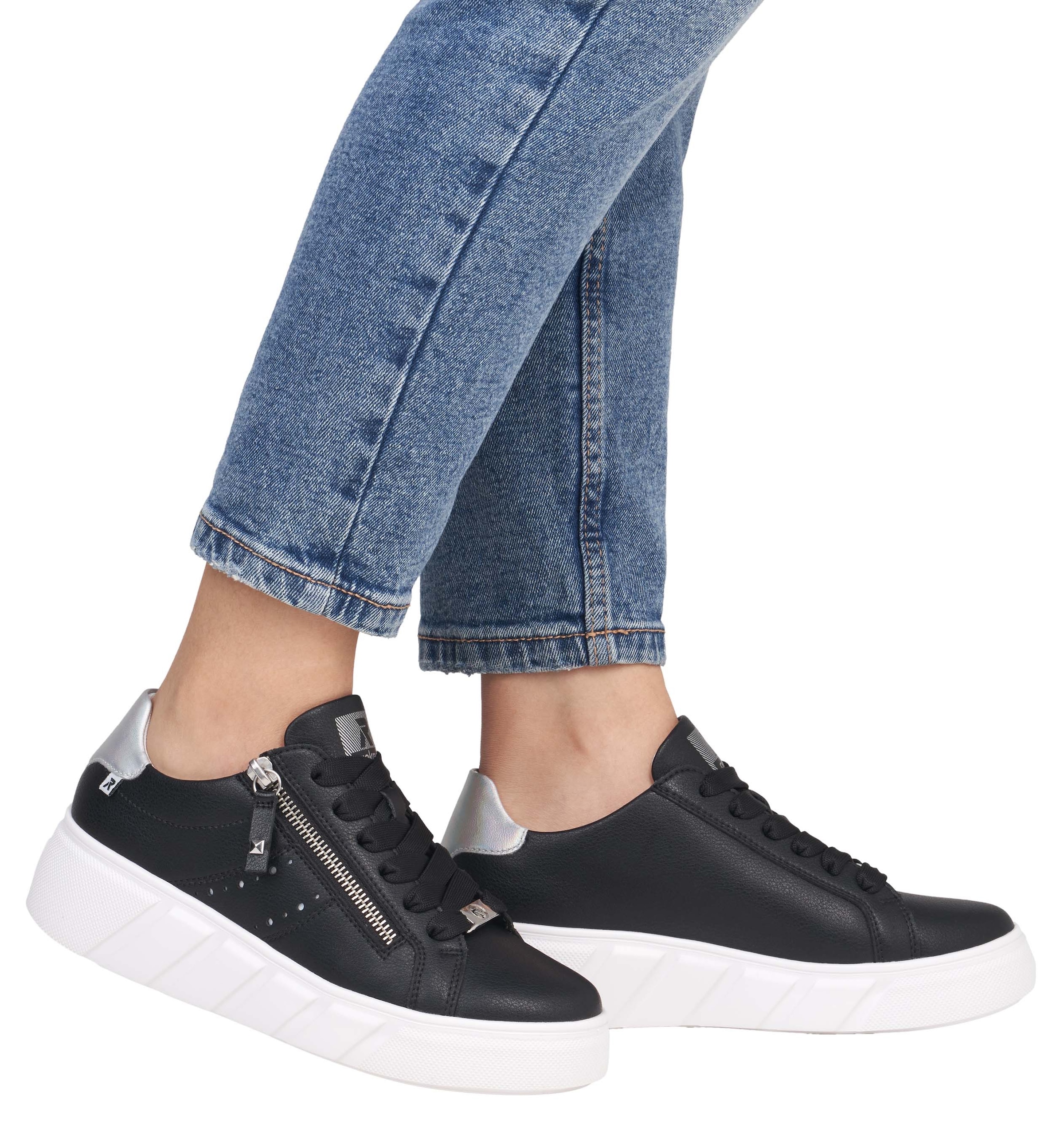 RIEKER Sport Plateausneaker, Freizeitschuh, Halbschuh, Schnürschuh mit seitlicher Perforation
