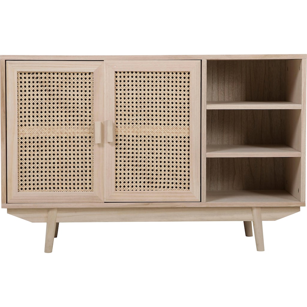 SalesFever Sideboard, Türfronten aus Rattangeflecht, Wiener Geflecht