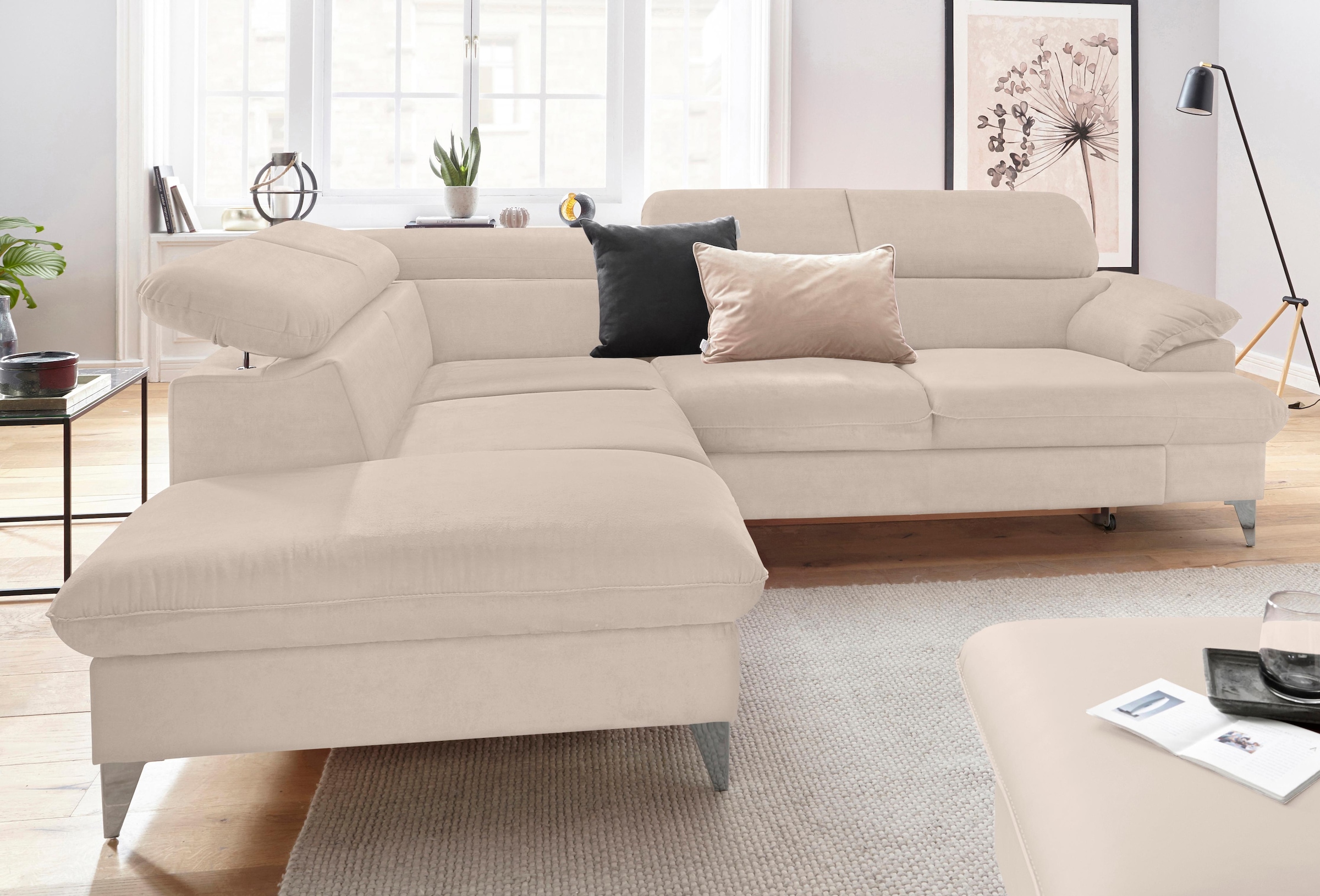 COTTA Ecksofa »Caluso L-Form«, mit Kopfteilverstellung, wahlweise mit Bettfunktion & Bettkasten