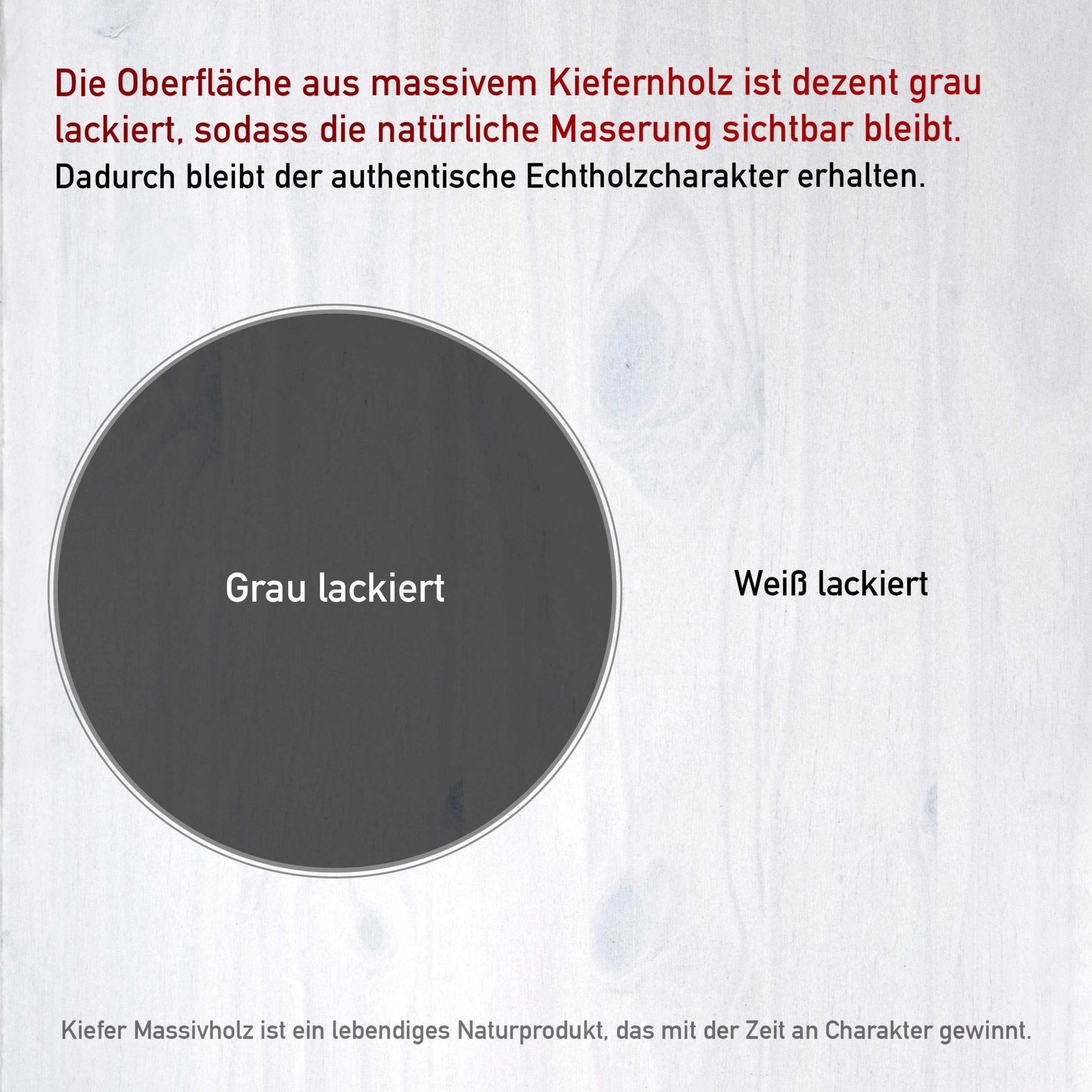 Inter Link Rollcontainer »Simon aus massivem Kiefernholz, auf rollen, grau lackiert« 1 Stk. tlg. Bürocontainer mit 6 Schubladen, grifflos, 35 x 39 x 65,6 cm