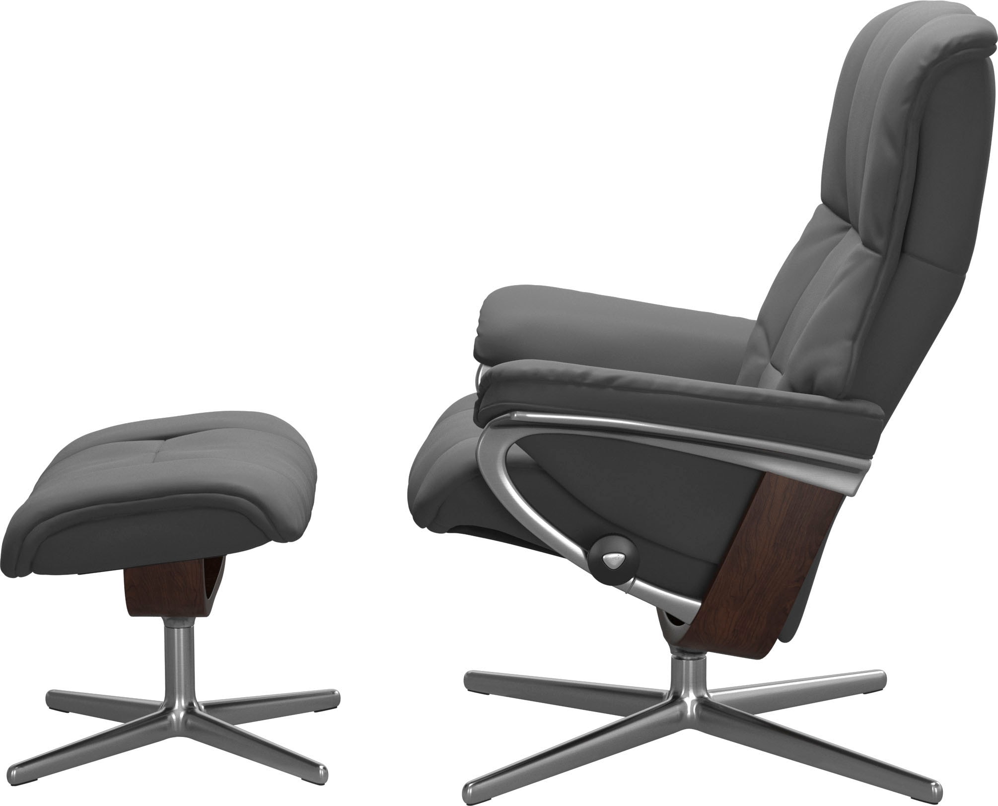Stressless® Relaxsessel »Mayfair« Set, Relaxsessel mit Hocker,  mit Hocker, mit Cross Base, Größe S, M & L, Holzakzent Braun