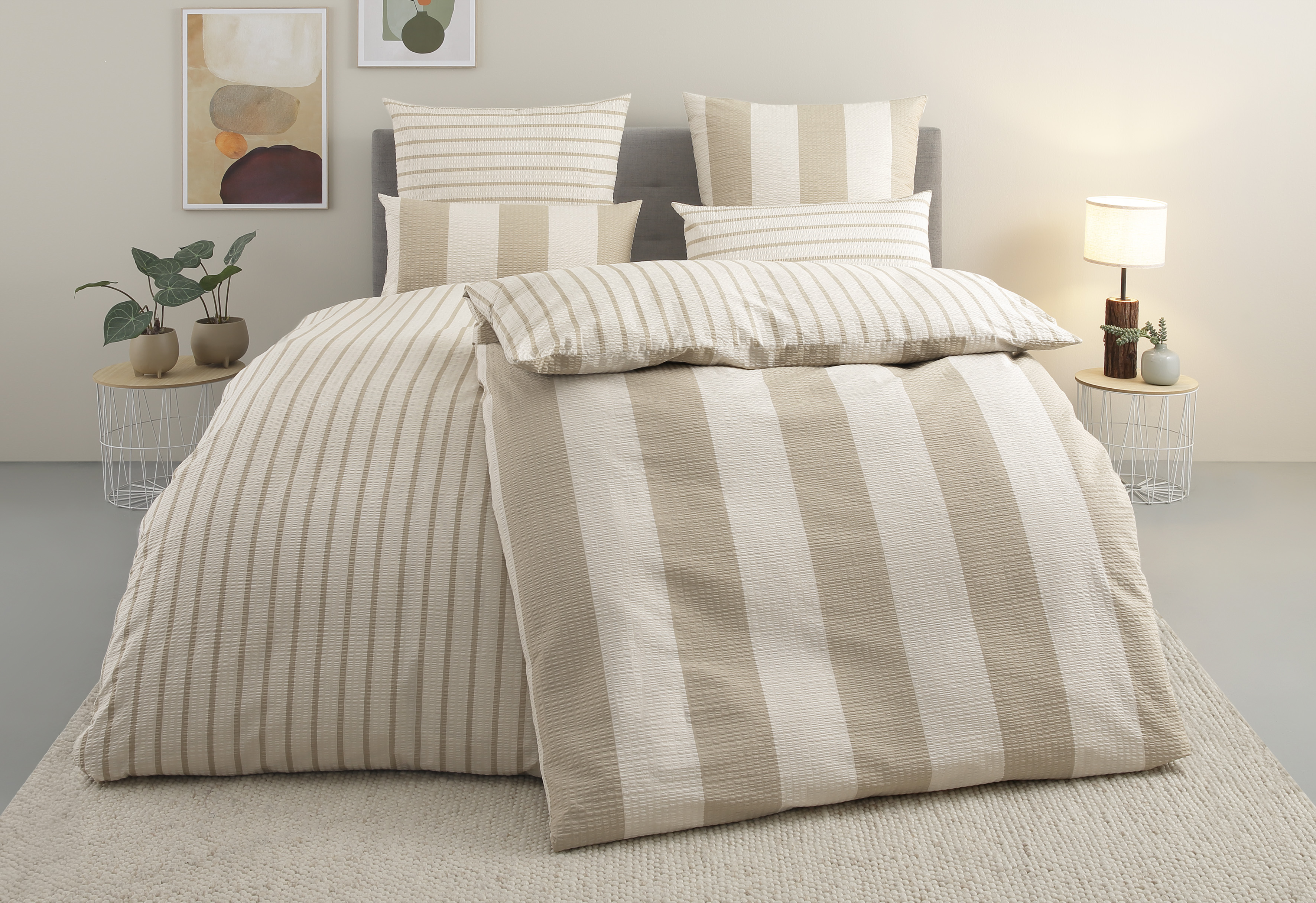OTTO home Wendebettwäsche "Sari in verschiedenen Qualitäten" 3 ab Gr. 135x200 cm, Wendedesign, moderne Bettwäsche mit Streifen