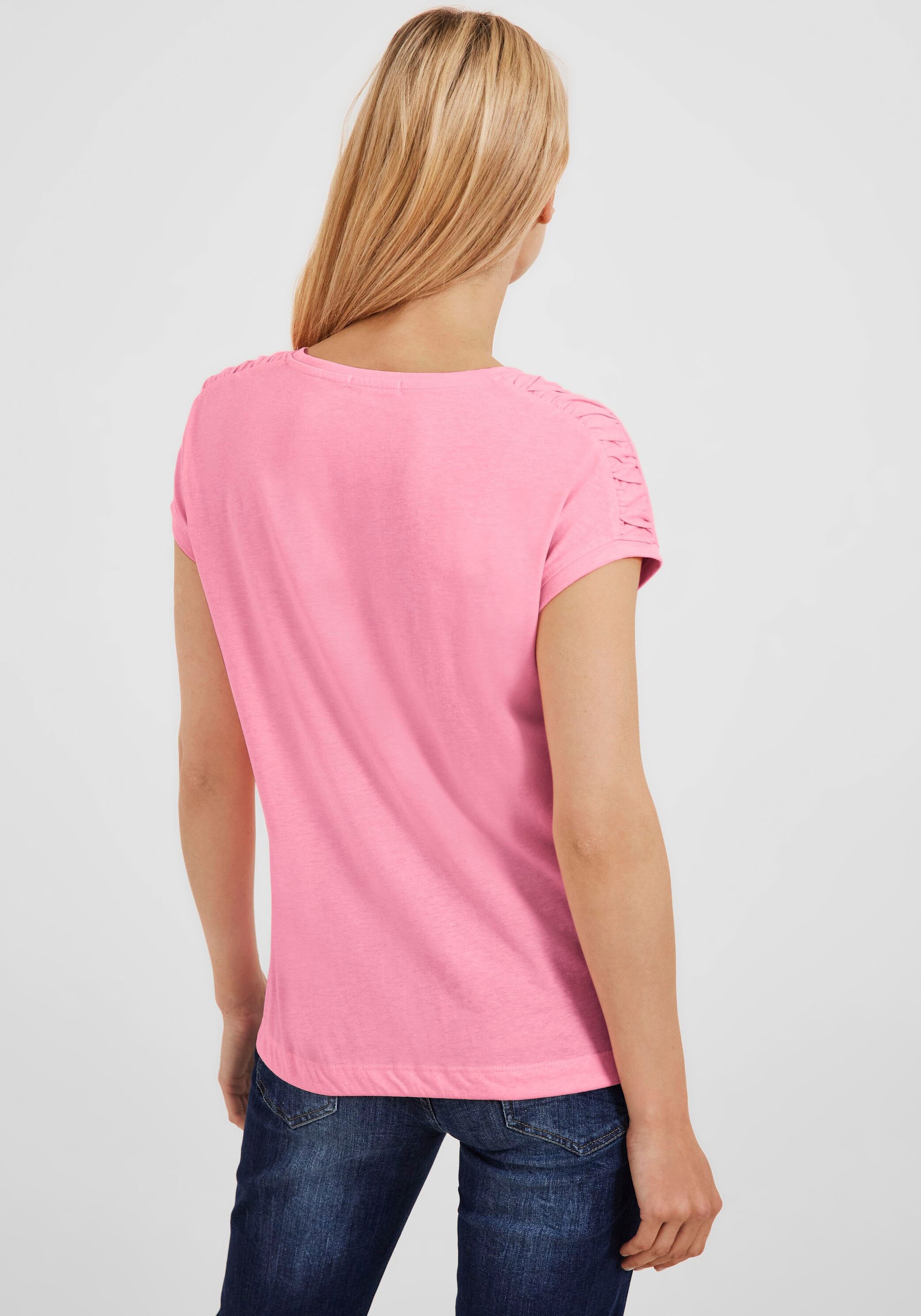 Cecil T-Shirt »NOS mit S«, Shoulder online Gathering bestellen BAUR Fledermausärmeln 