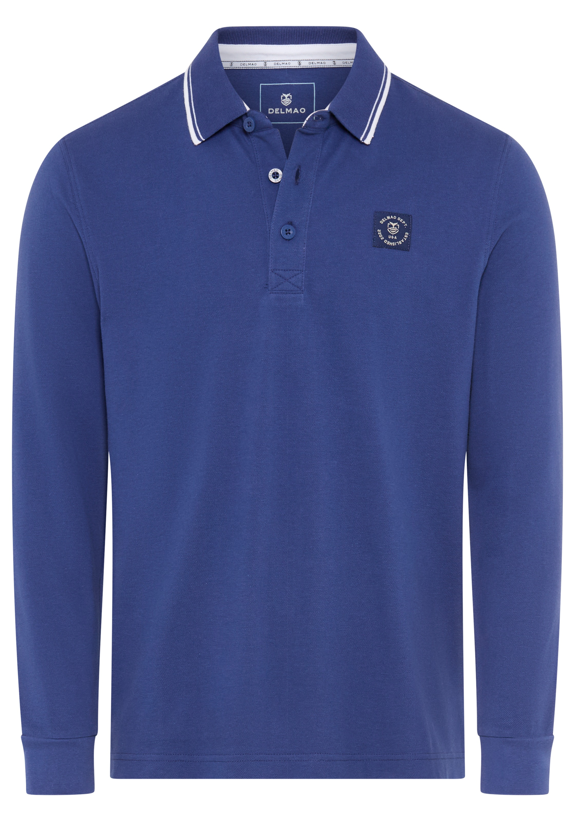 DELMAO Langarm-Poloshirt »Neue Kollektion!« schmale Passform, Langarm, unifarben, aus Piqué-Material