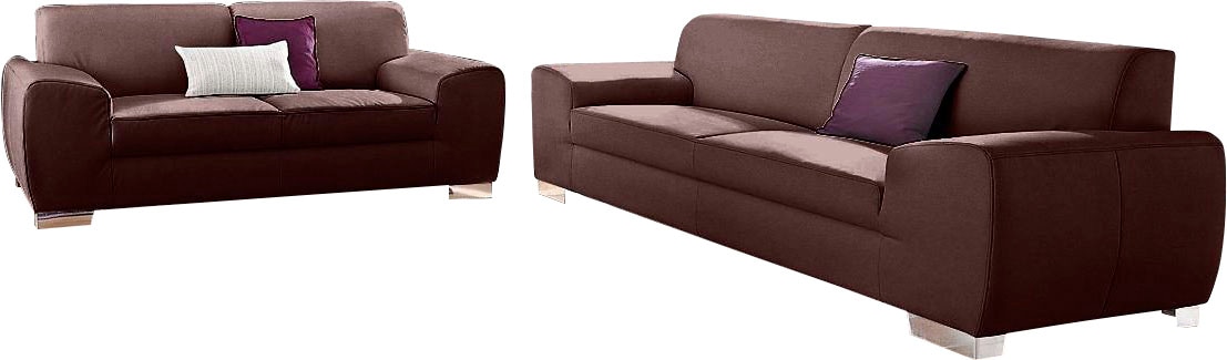 DOMO collection Polstergarnitur "Ricardo kubisch, modern & elegant, bequem, Federkernunterfederung" Set, 2 Stk. tlg. Set: 2-Sitzer und 2,5-Sitzer