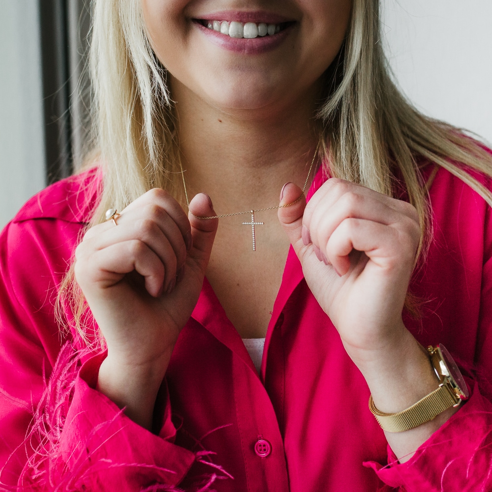 Julie Julsen Kette mit Anhänger »925/- Sterling Silber rotvergoldet mit Anhänger Kreuz«