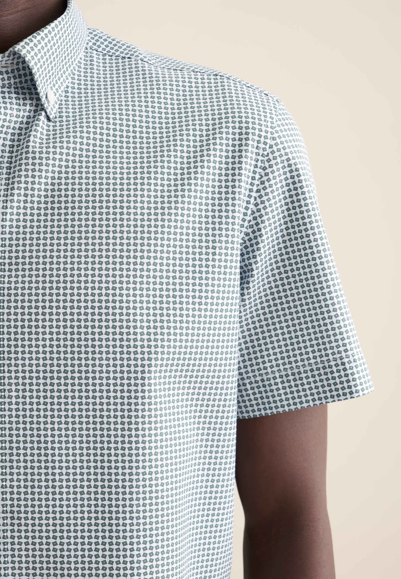 seidensticker Businesshemd »Slim«, Slim Kurzarm Button-Down-Kragen Druck