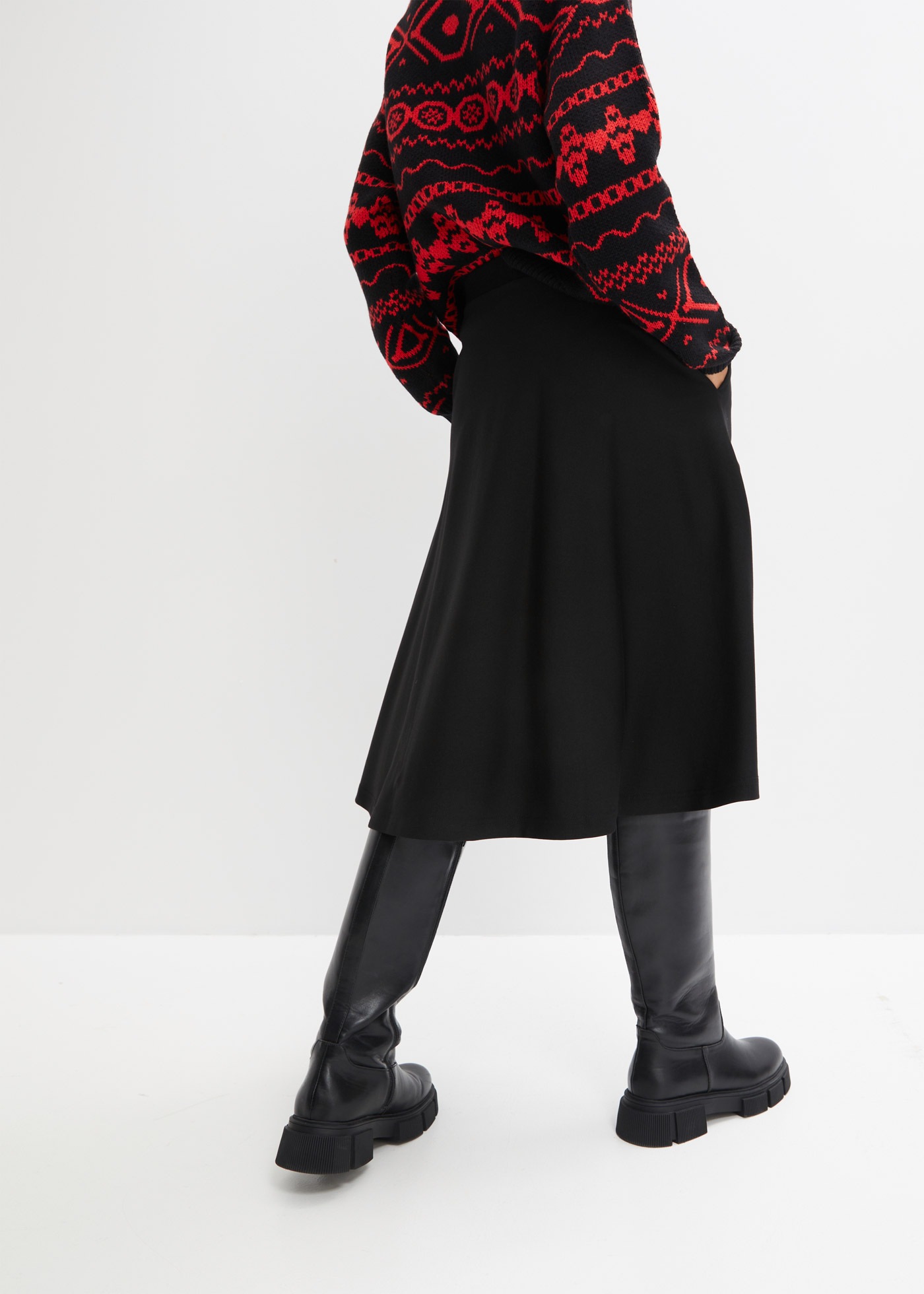 Thumbnail - bonprix Midirock aus weichem Materialmix, ausgestellte Passform