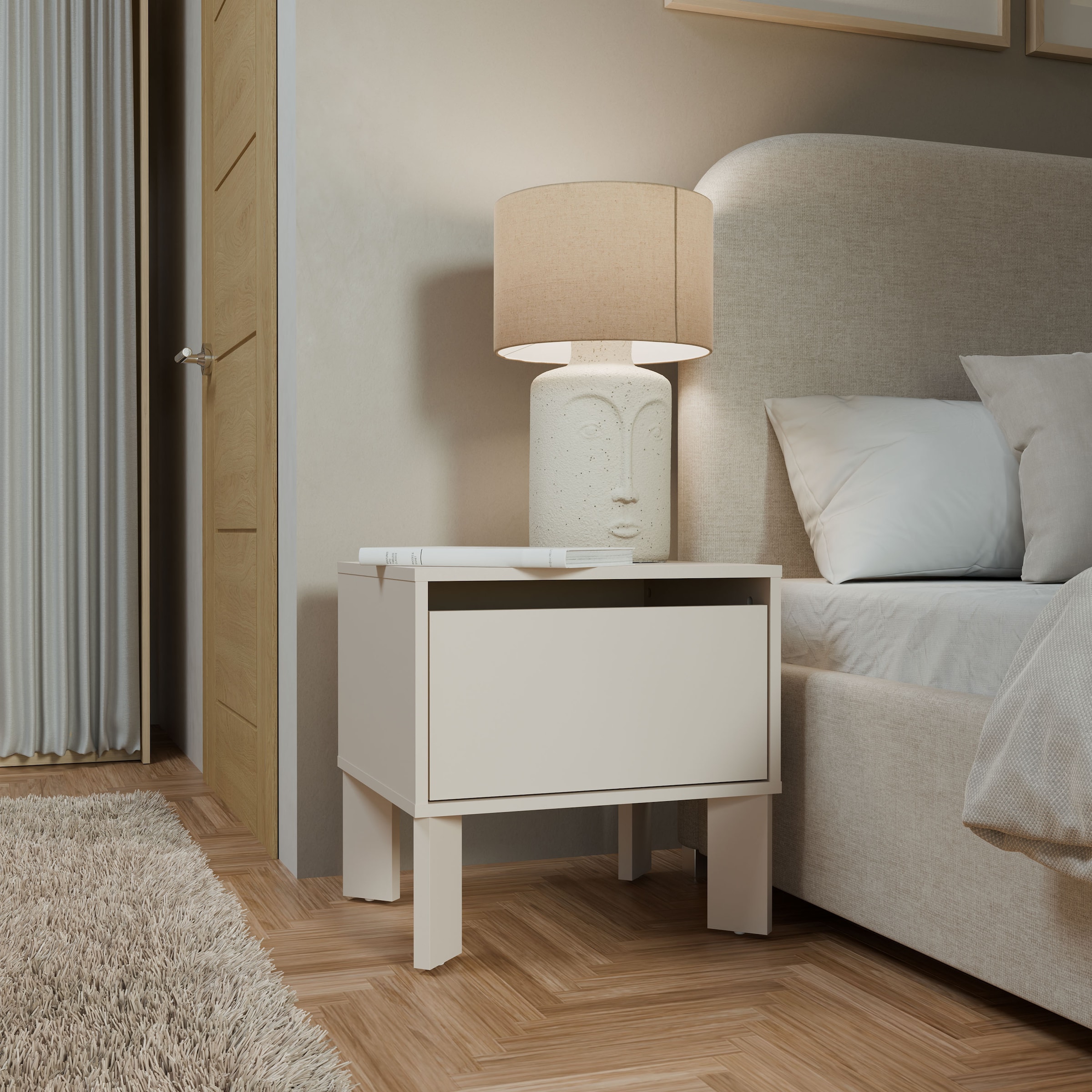 FORTE Nachtkommode »Tahoe Nachtkommode, grifflos, Schubkasten« B/H/T 48,2/47,5/41,4 cm