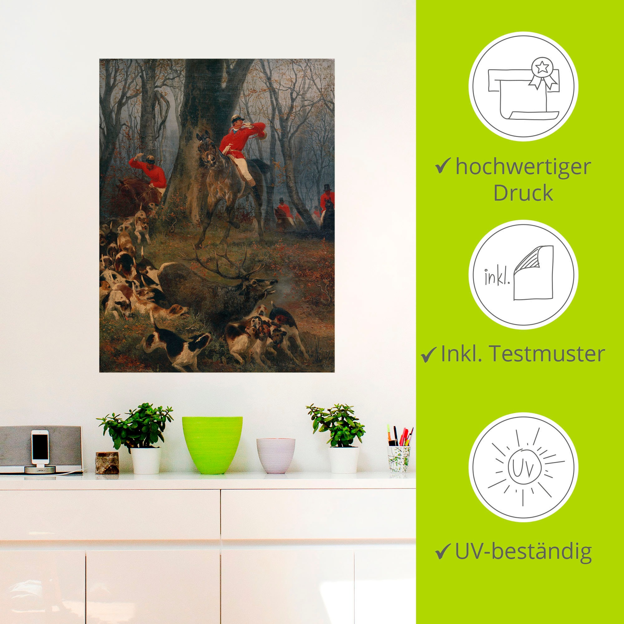 Artland Wandbild »Parforcejagd«, Reitbilder, (1 St.), als Alubild, Leinwandbild, Wandaufkleber oder Poster in versch. Größen