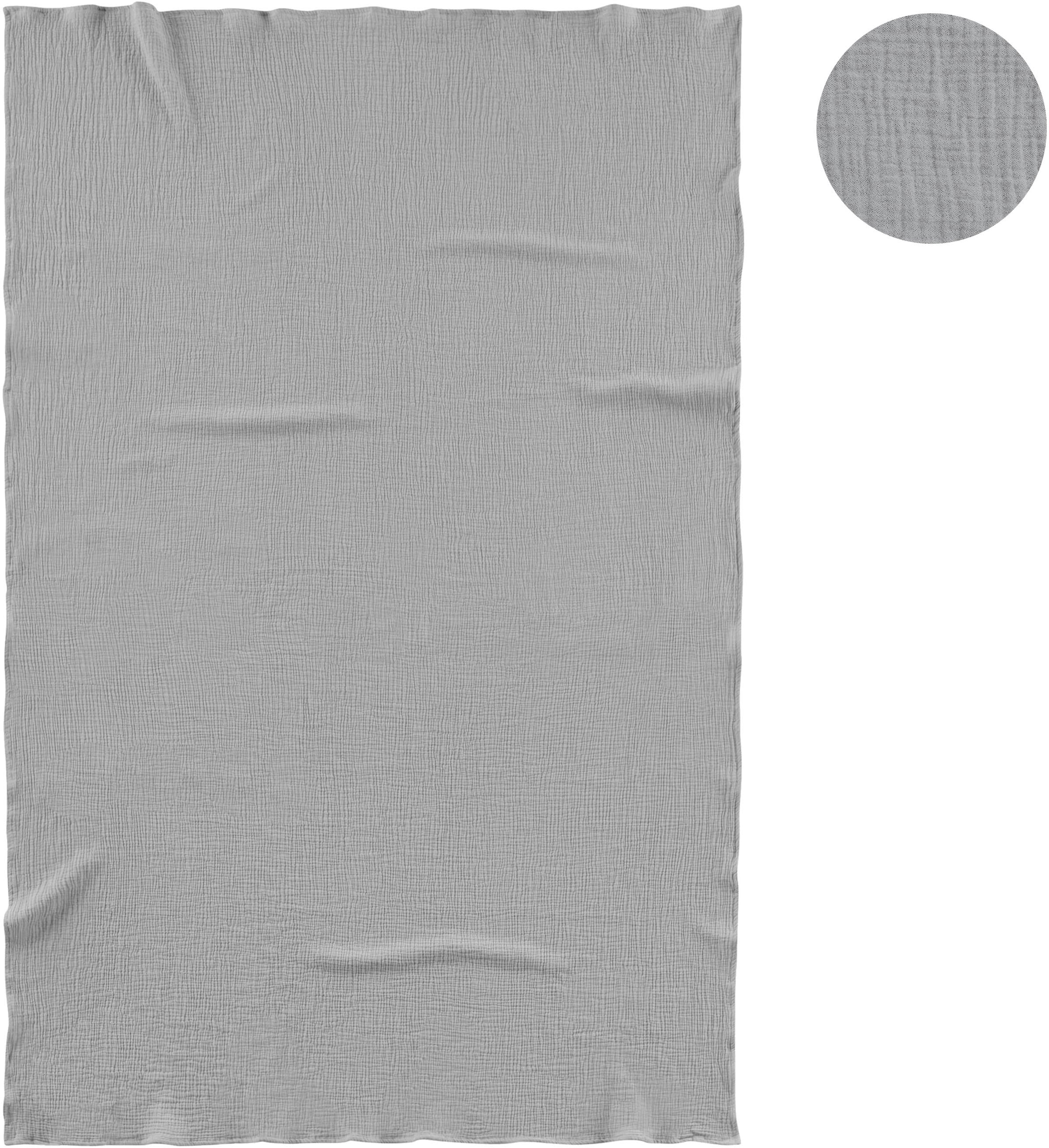 Biberna Wohndecke »0480100 Musselin«, gekreppte Optik+Struktur, leichte Sommer Decke, Tagesdecke, angenehm