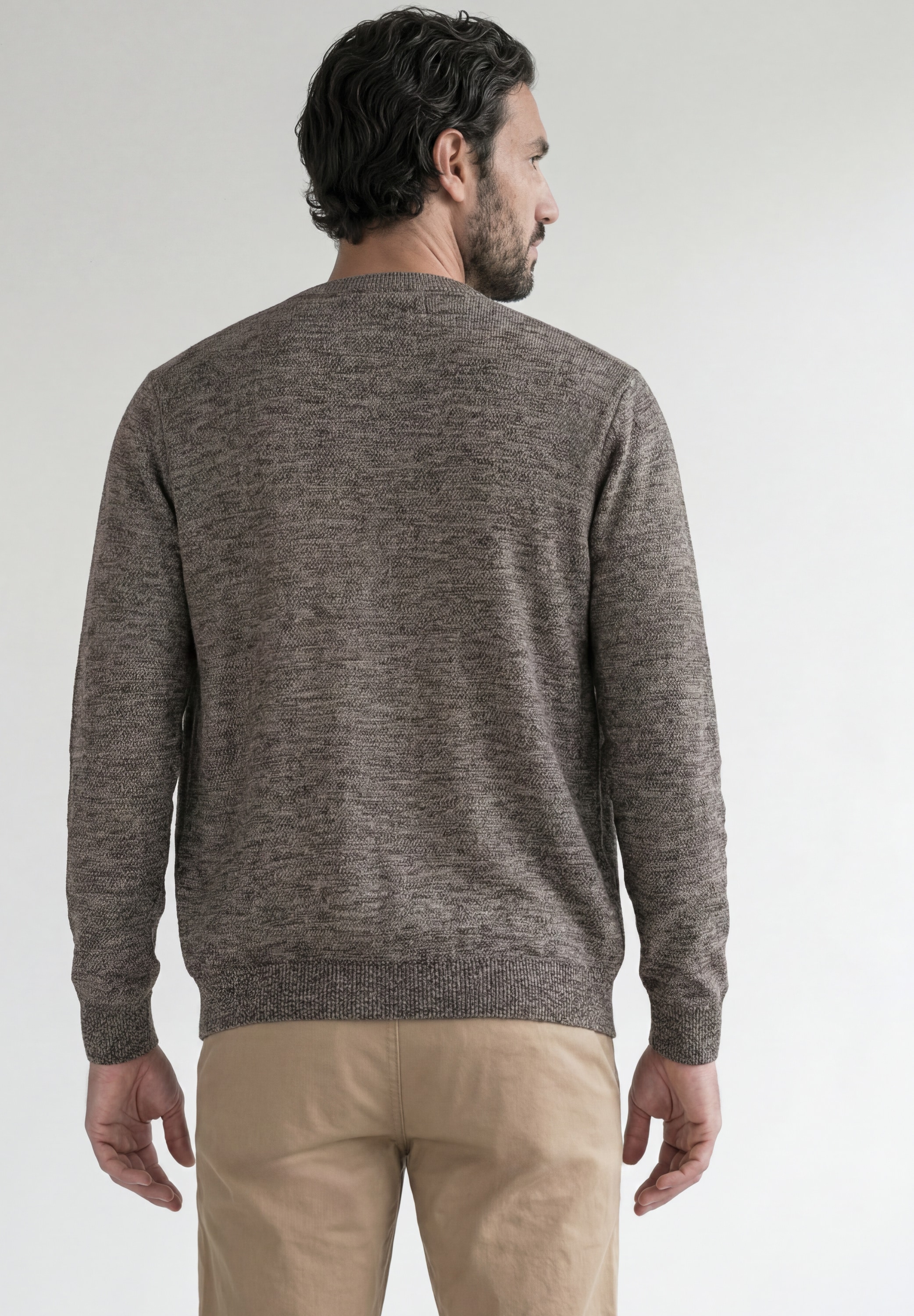 STREET ONE MEN Rundhalspullover aus reiner Baumwolle