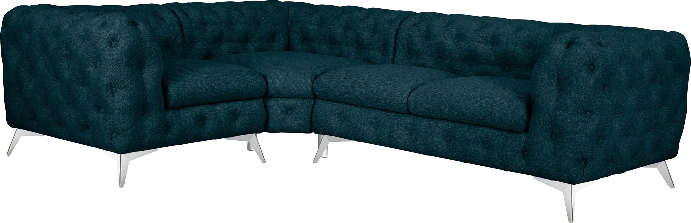 Leonique Chesterfield-Sofa »Ecksofa GLYNIS L-Form mit Wellenunterfederung, Maße B/T/H 264/204/75cm«, aufwändige Knopfheftung, moderne Chesterfield Optik, Fußfarbe wählbar
