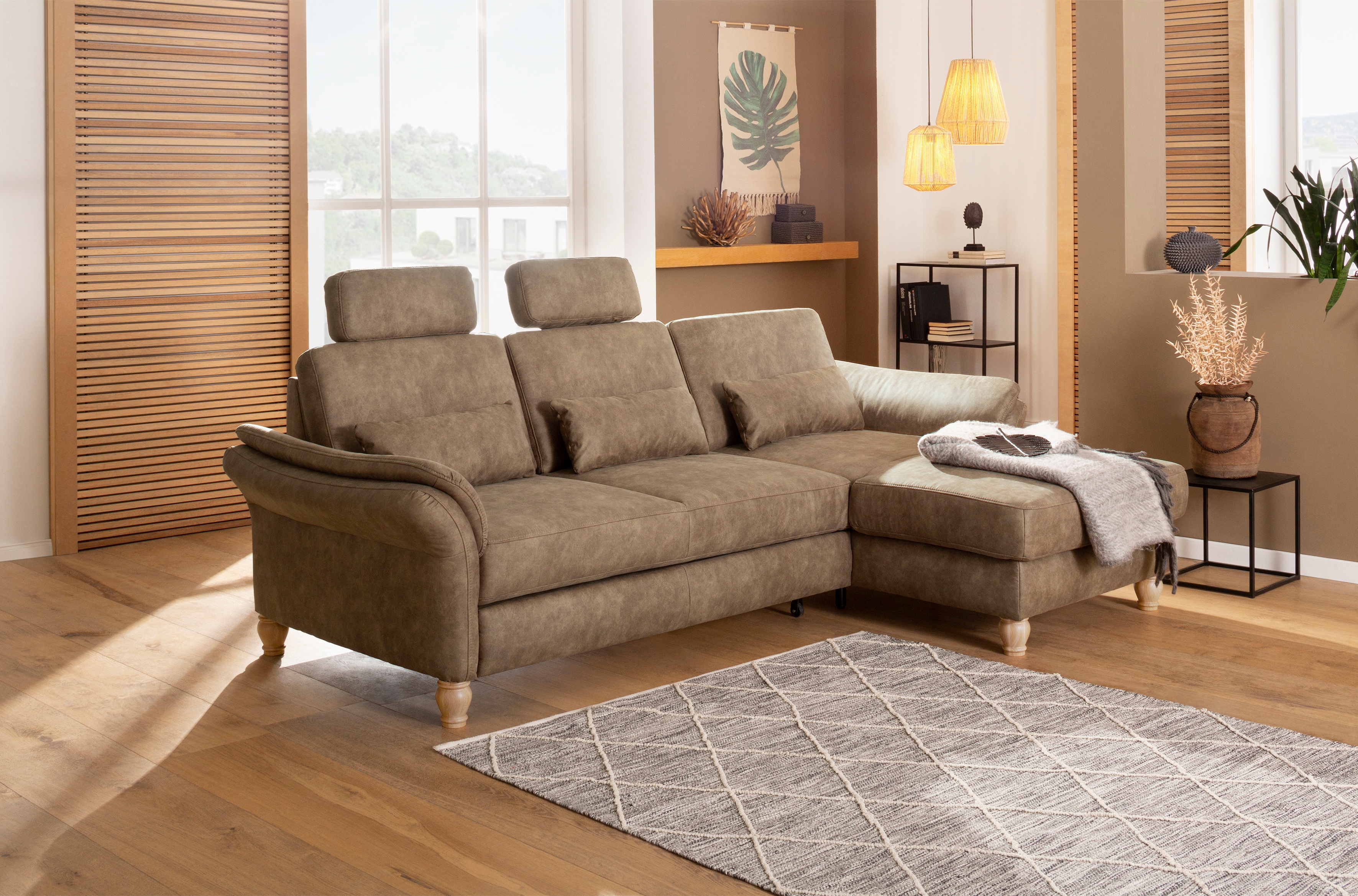 Home affaire Ecksofa "Palace L-Form" incl. Sitztiefenverstellung, wahlweise mit Schlaffunktion und Stauraum