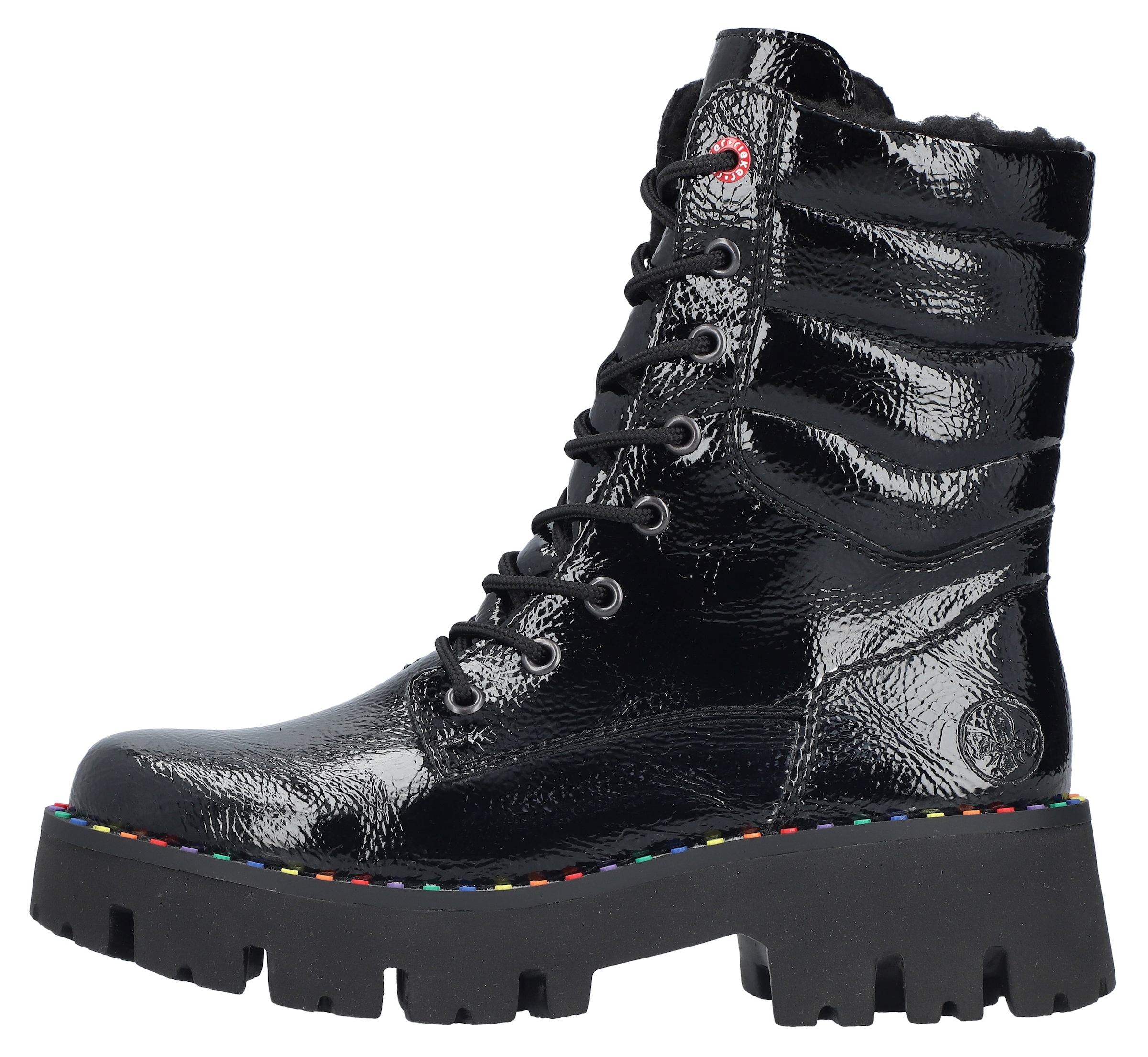 Rieker Winterstiefelette, Plateauboots, Winterboots, Lackstiefelette mit Innen-Reißverschluss